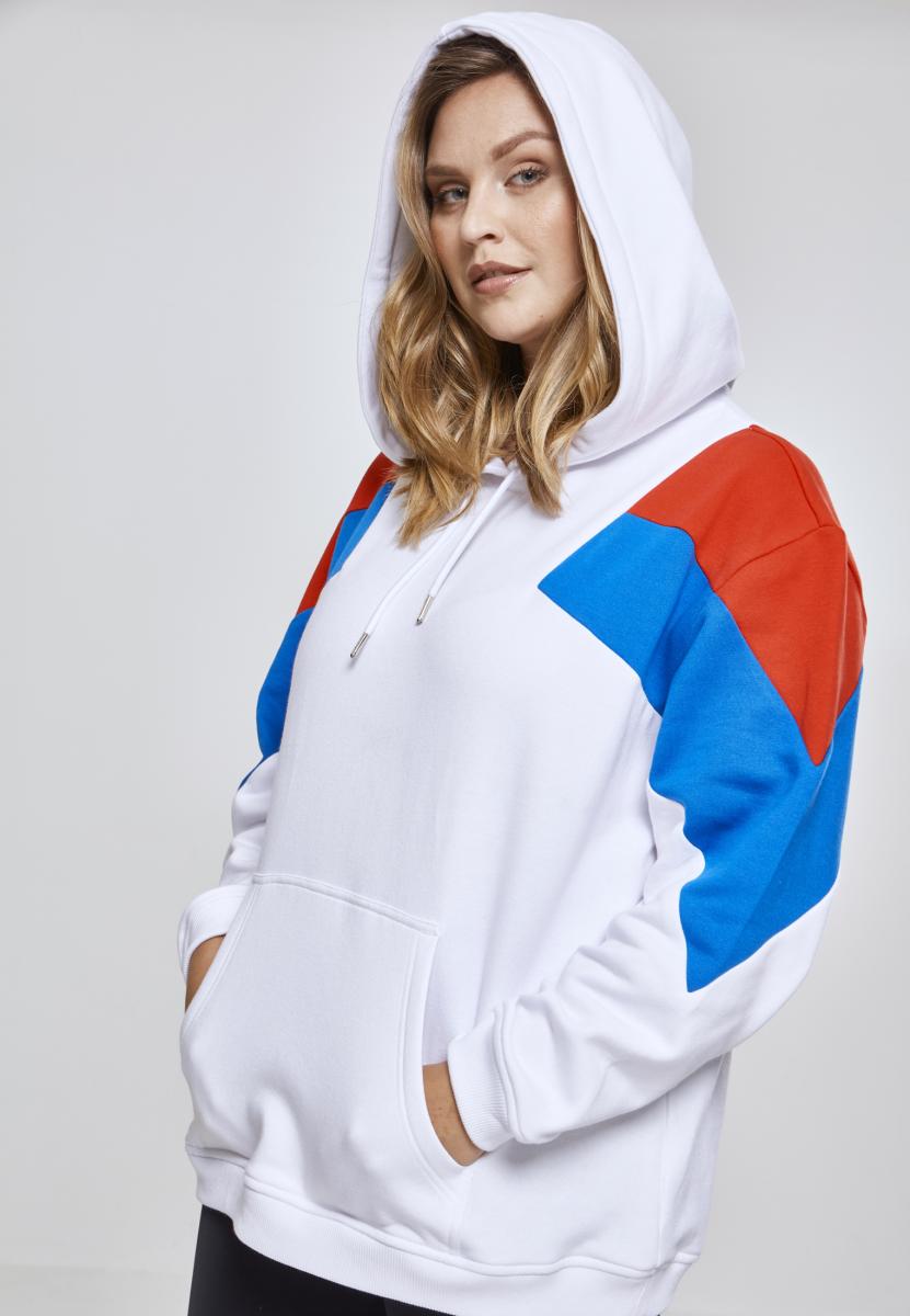 Ladies Oversize 3-Tone Block Hoody wht/firered/brightblue 3XL - variant image 4