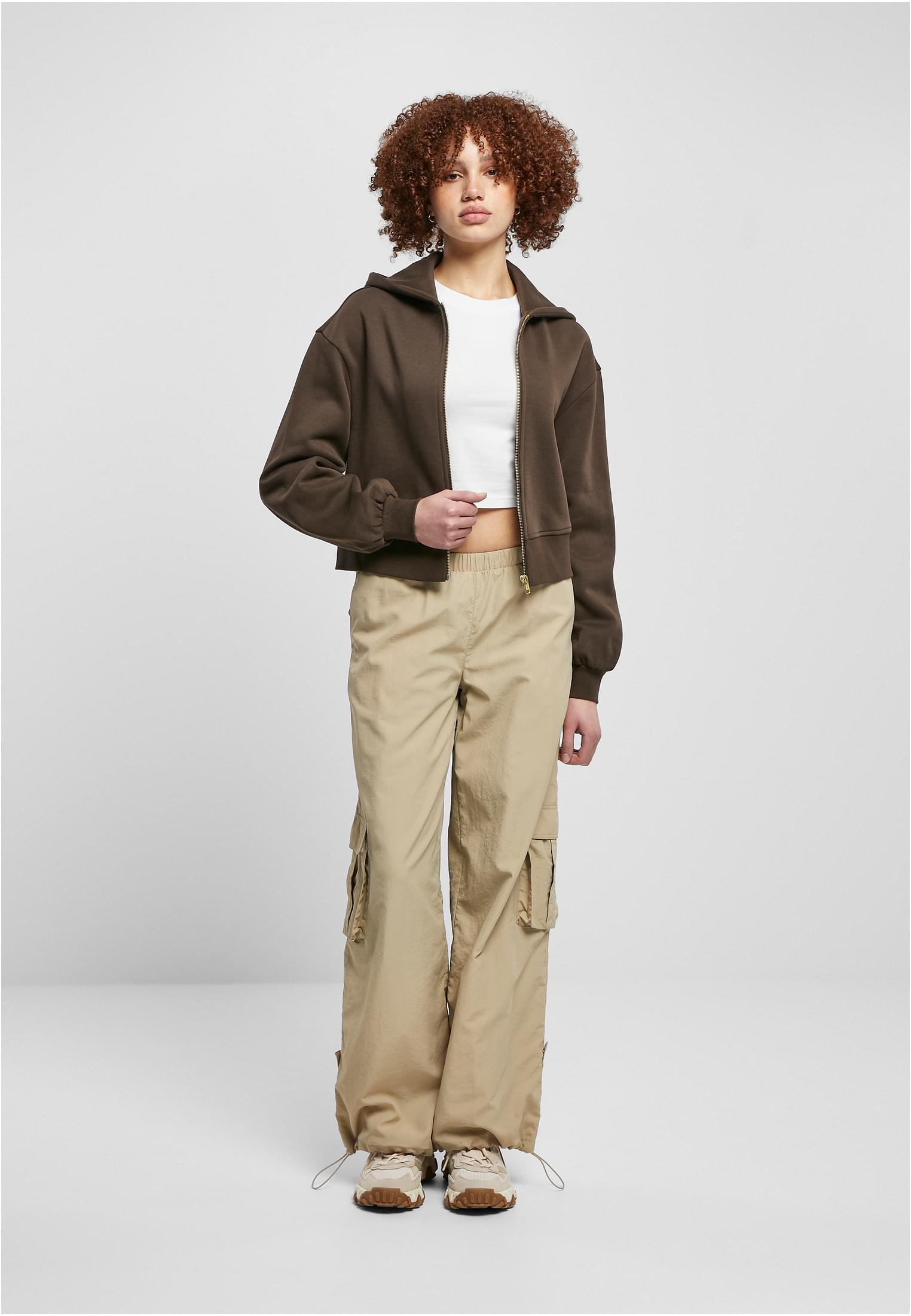 Ladies Short Oversized Zip Jacket brown 3XL - variant image 4