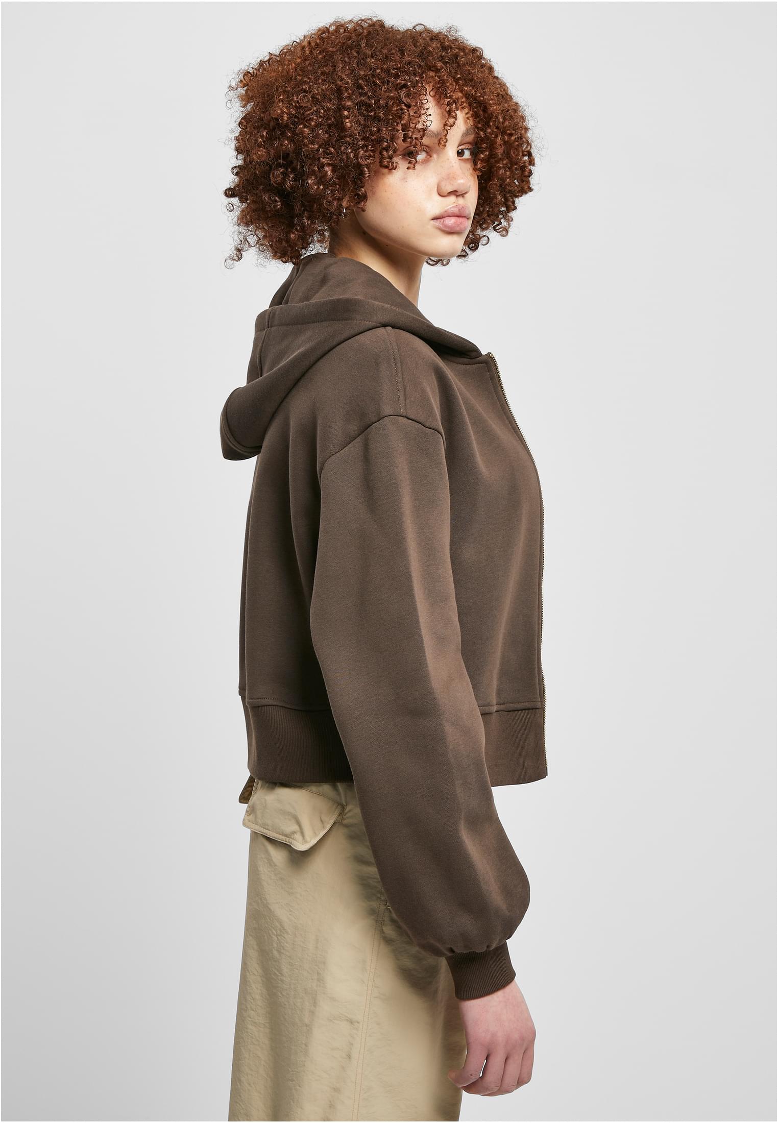 Ladies Short Oversized Zip Jacket brown 3XL - variant image 3