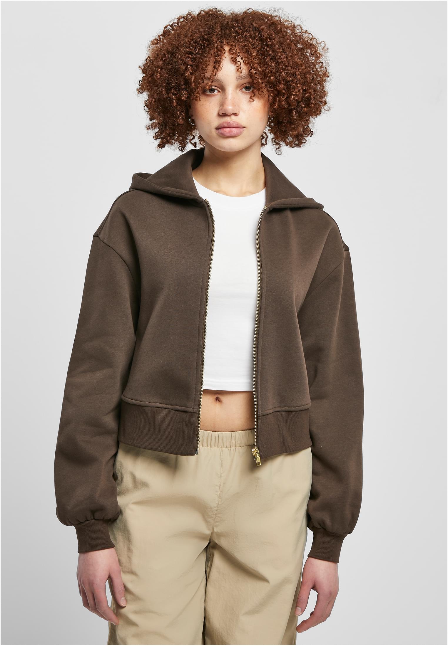 Ladies Short Oversized Zip Jacket brown 3XL - alternate variant 2