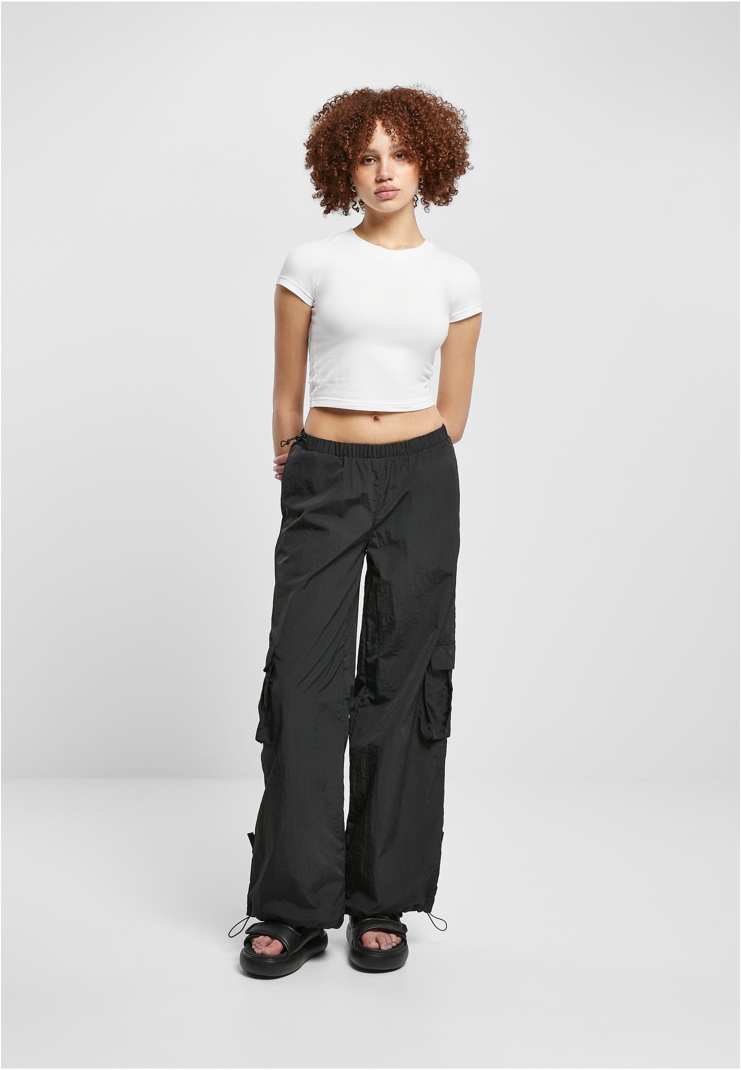 Mujeres pantalones de nailon arrugado anchos negros 3XL
 - variant image 4