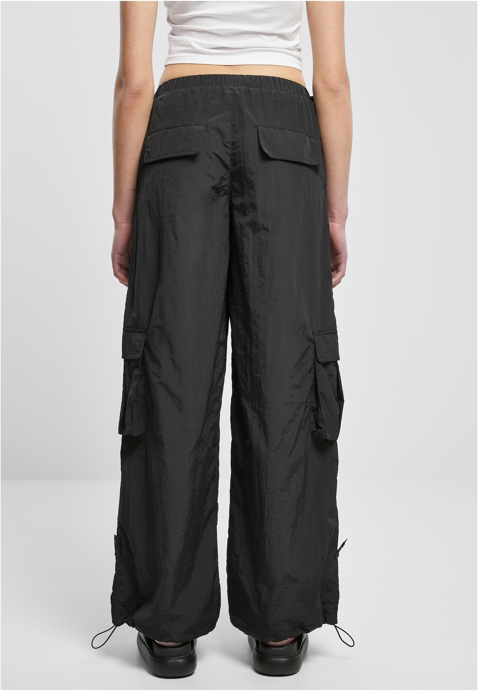 Mujeres pantalones de nailon arrugado anchos negros 3XL
 - variant image 2