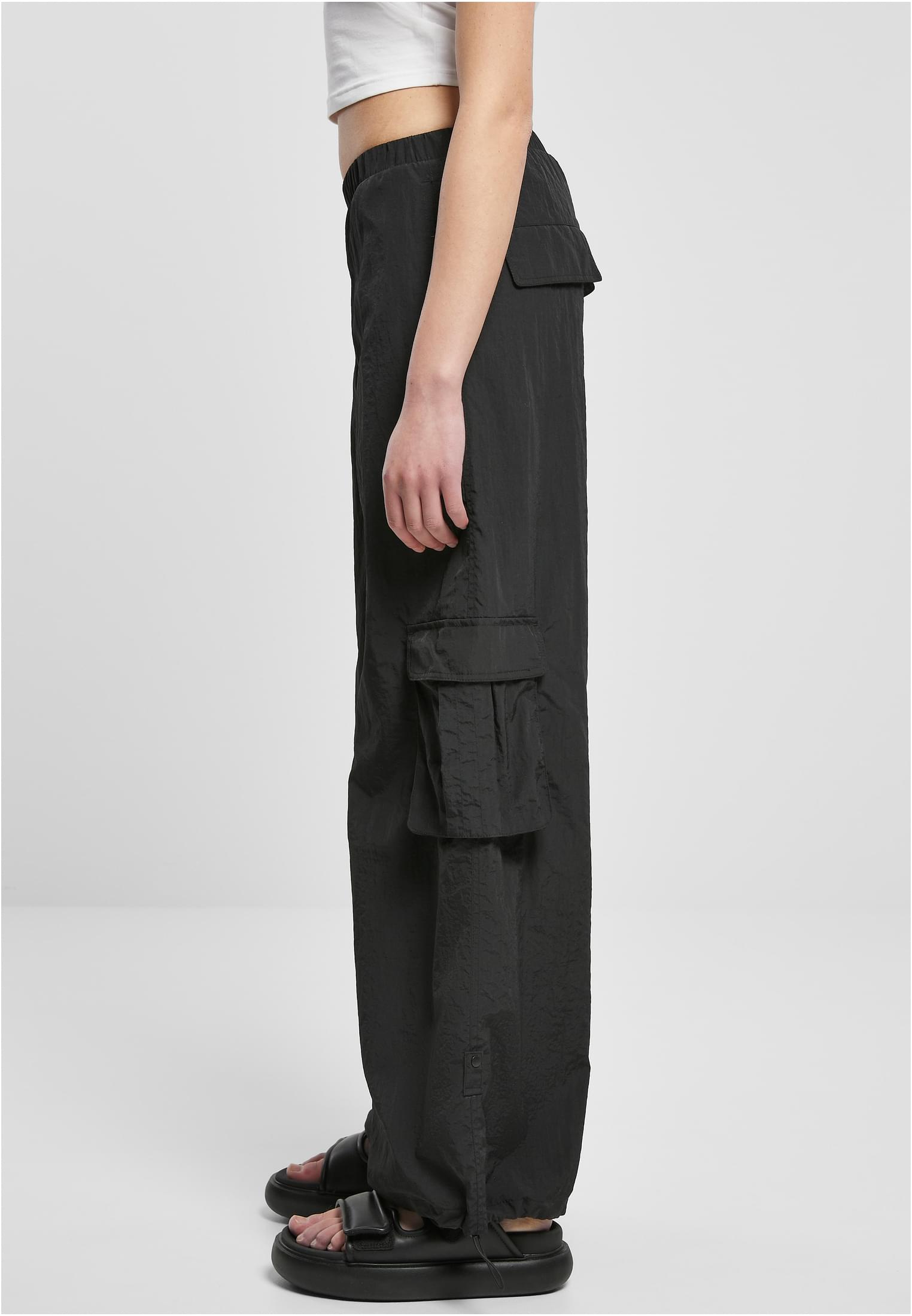Mujeres pantalones de nailon arrugado anchos negros 3XL
 - variant image 1
