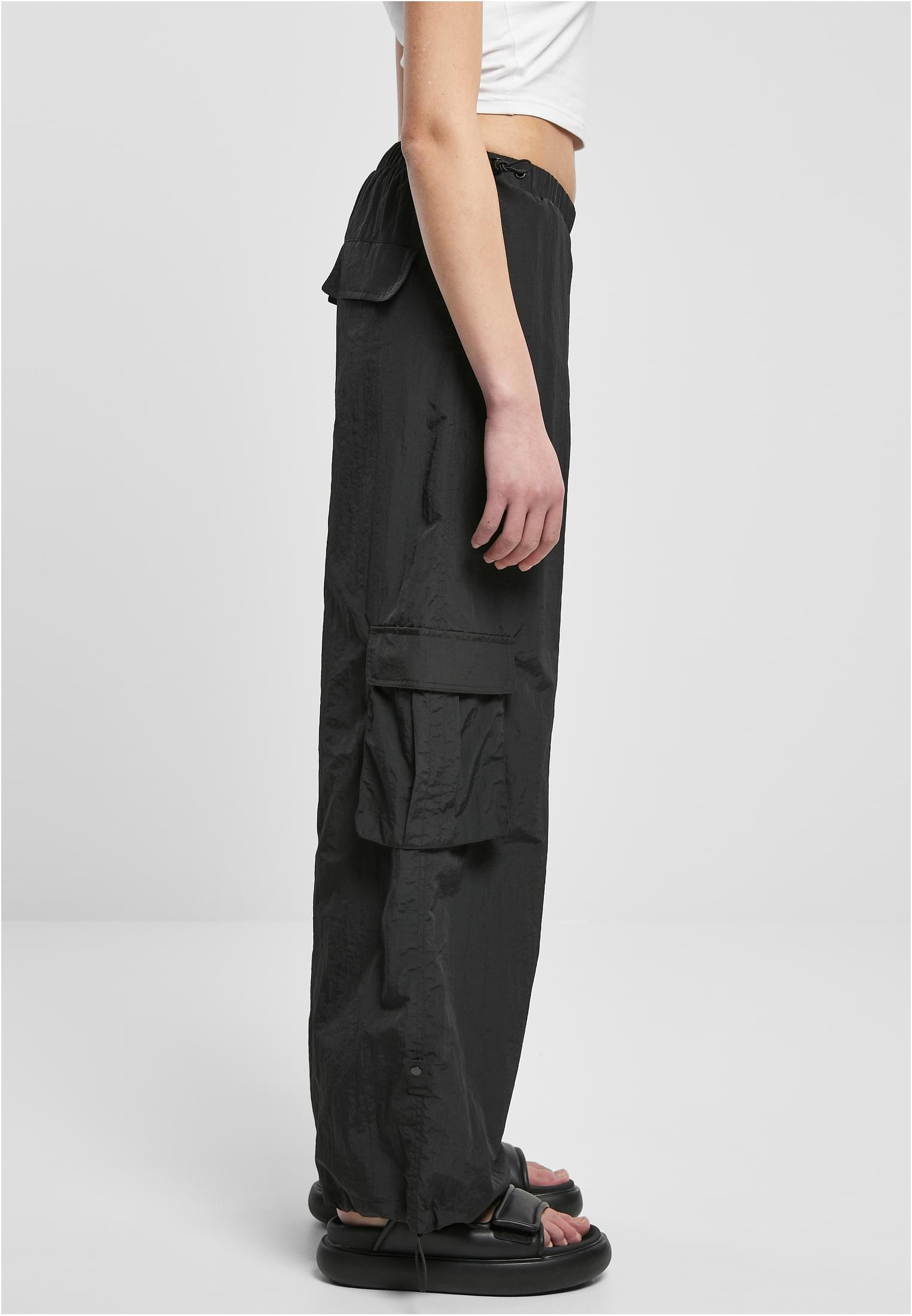 Mujeres pantalones de nailon arrugado anchos negros 3XL
 - variant image 3
