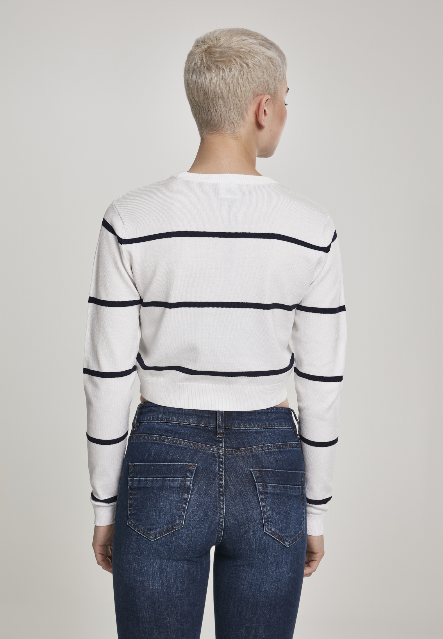Ladies Short Striped Sweater white/navy L - variant image 2