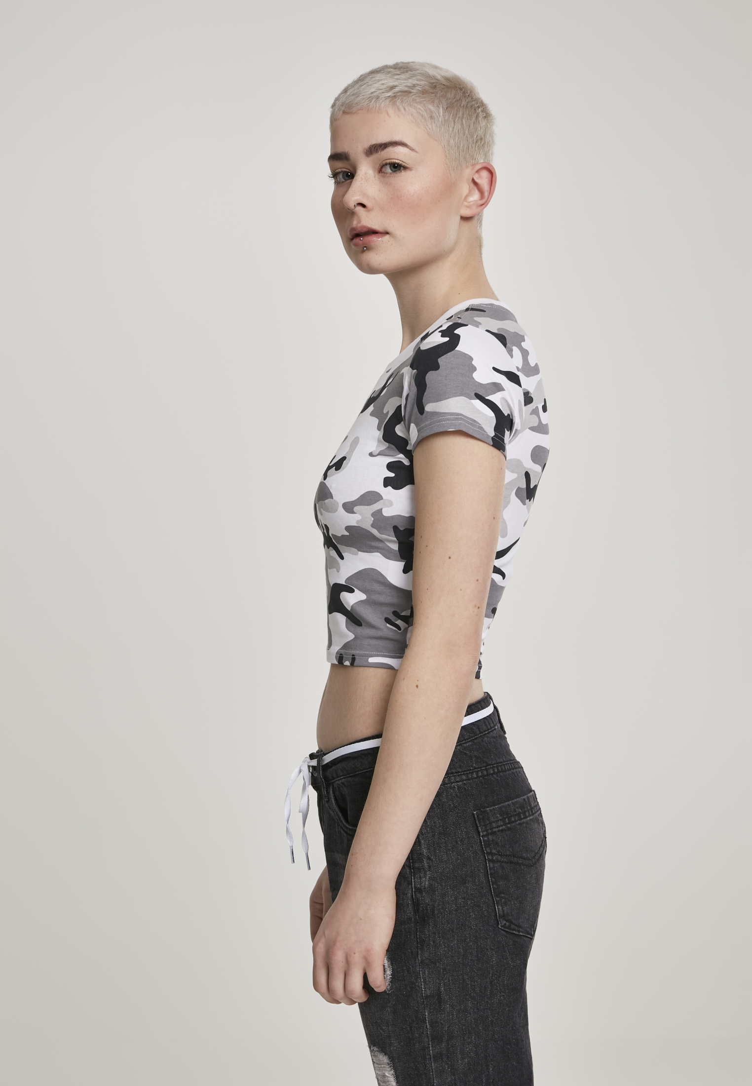 Ladies Stretch Jersey Cropped Tee snow camo L - variant image 1