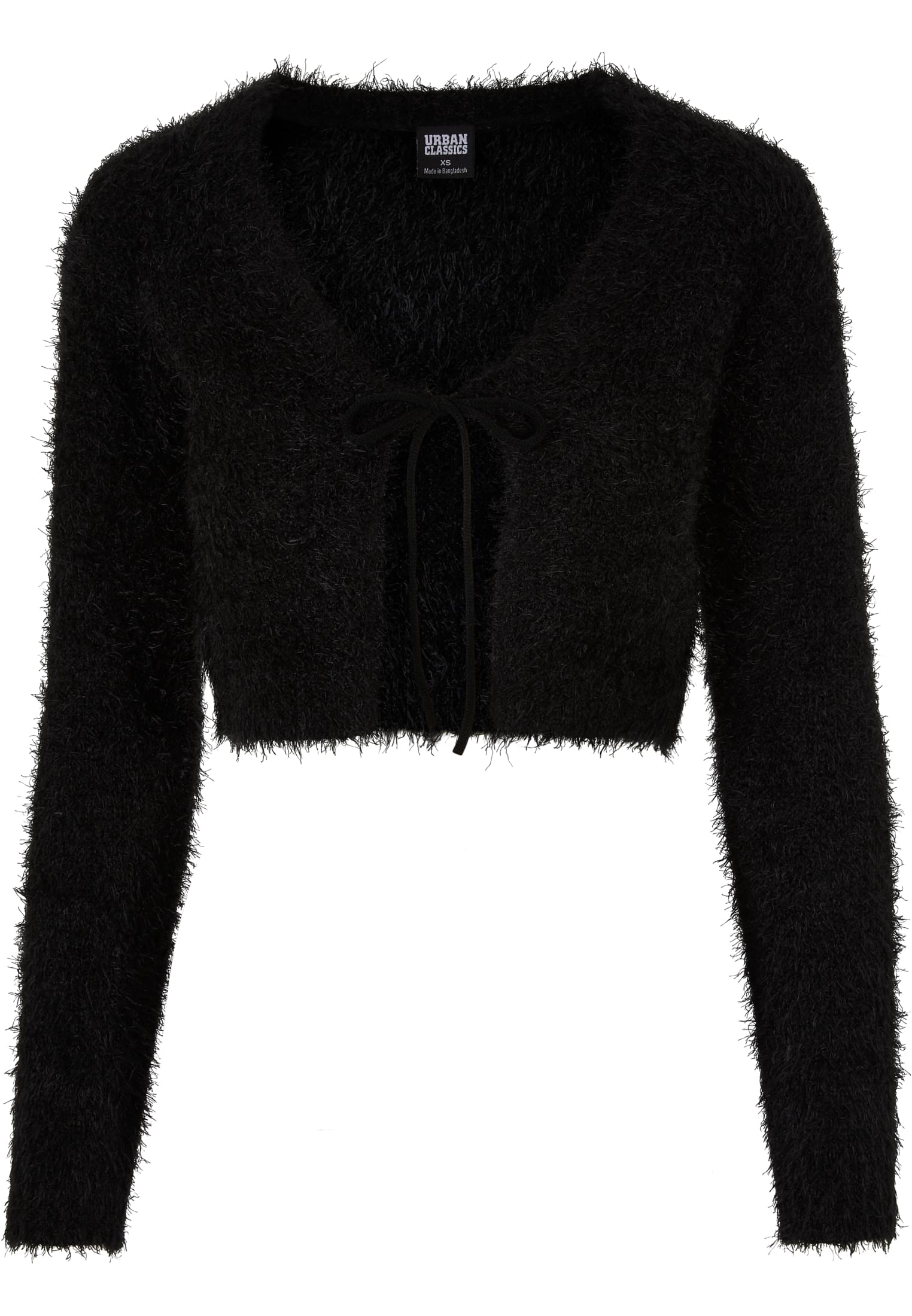 Ladies Tied Cropped Feather Cardigan black 3XL - variant image 5