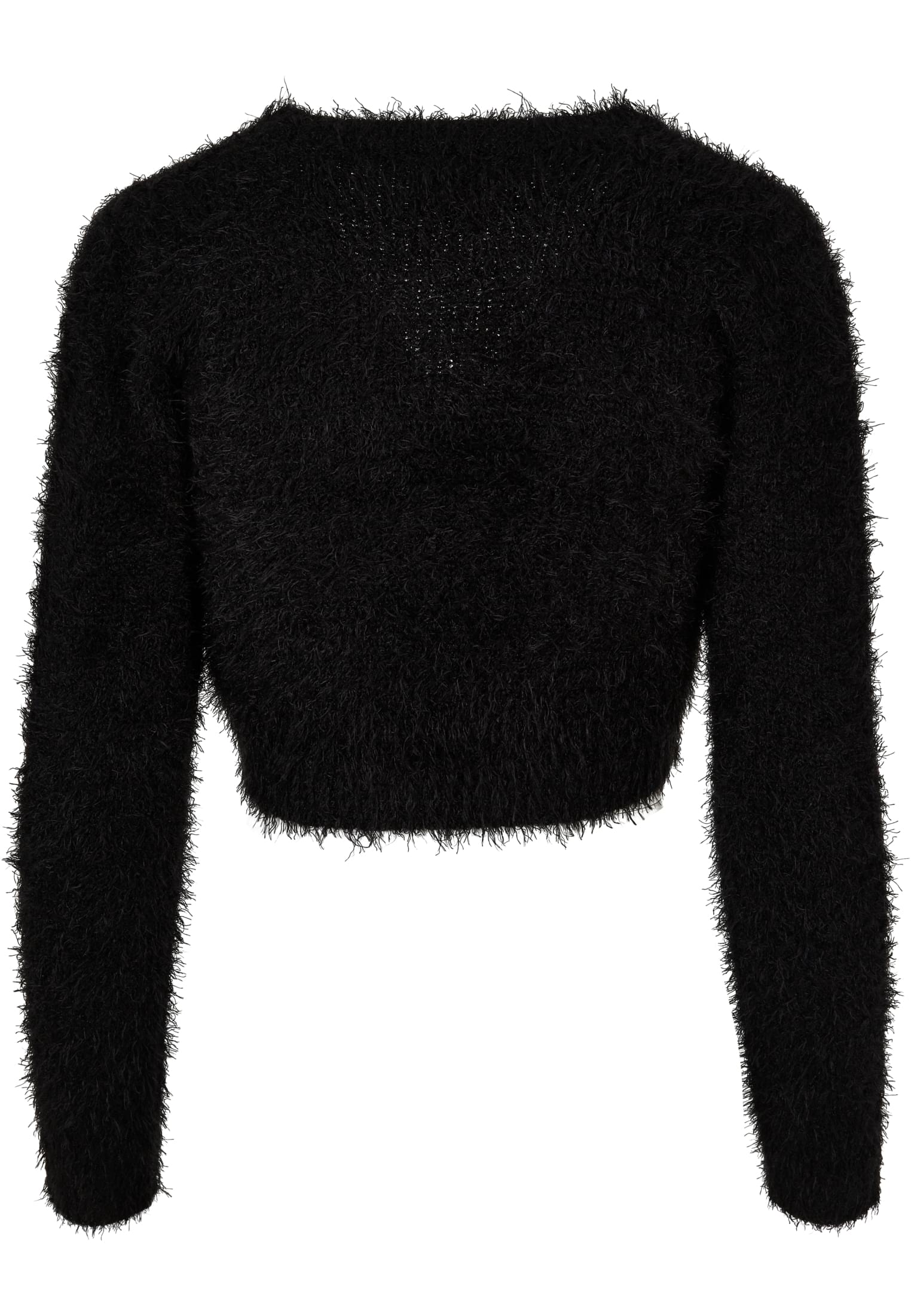 Ladies Tied Cropped Feather Cardigan black 3XL - variant image 7