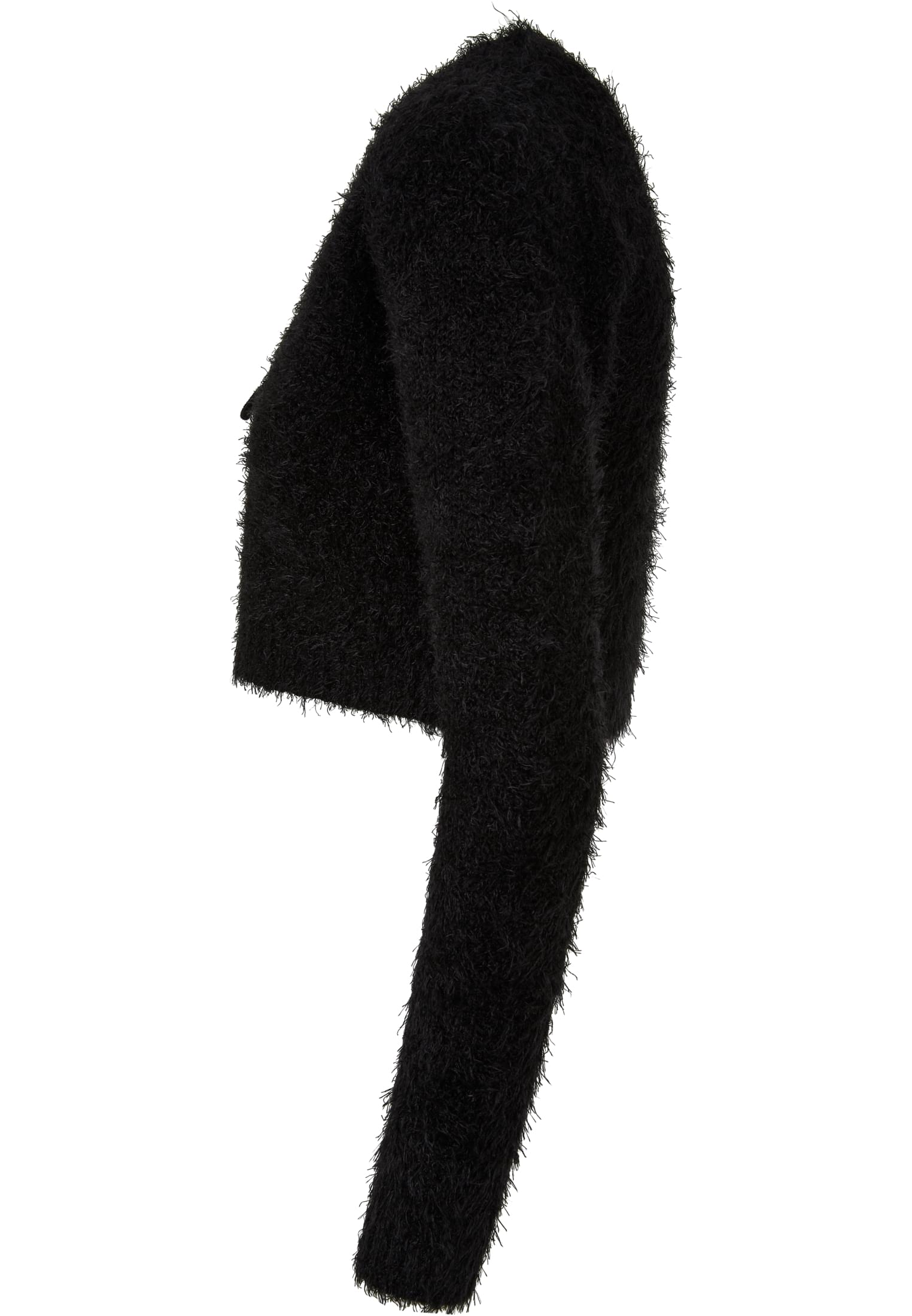 Ladies Tied Cropped Feather Cardigan black 3XL - variant image 6