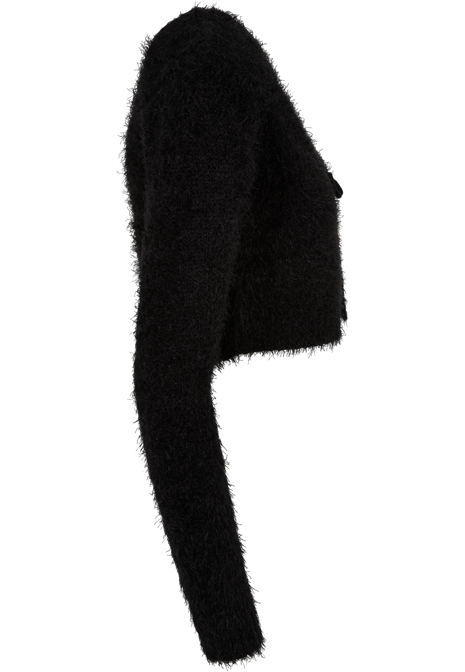 Ladies Tied Cropped Feather Cardigan black 3XL - variant image 8