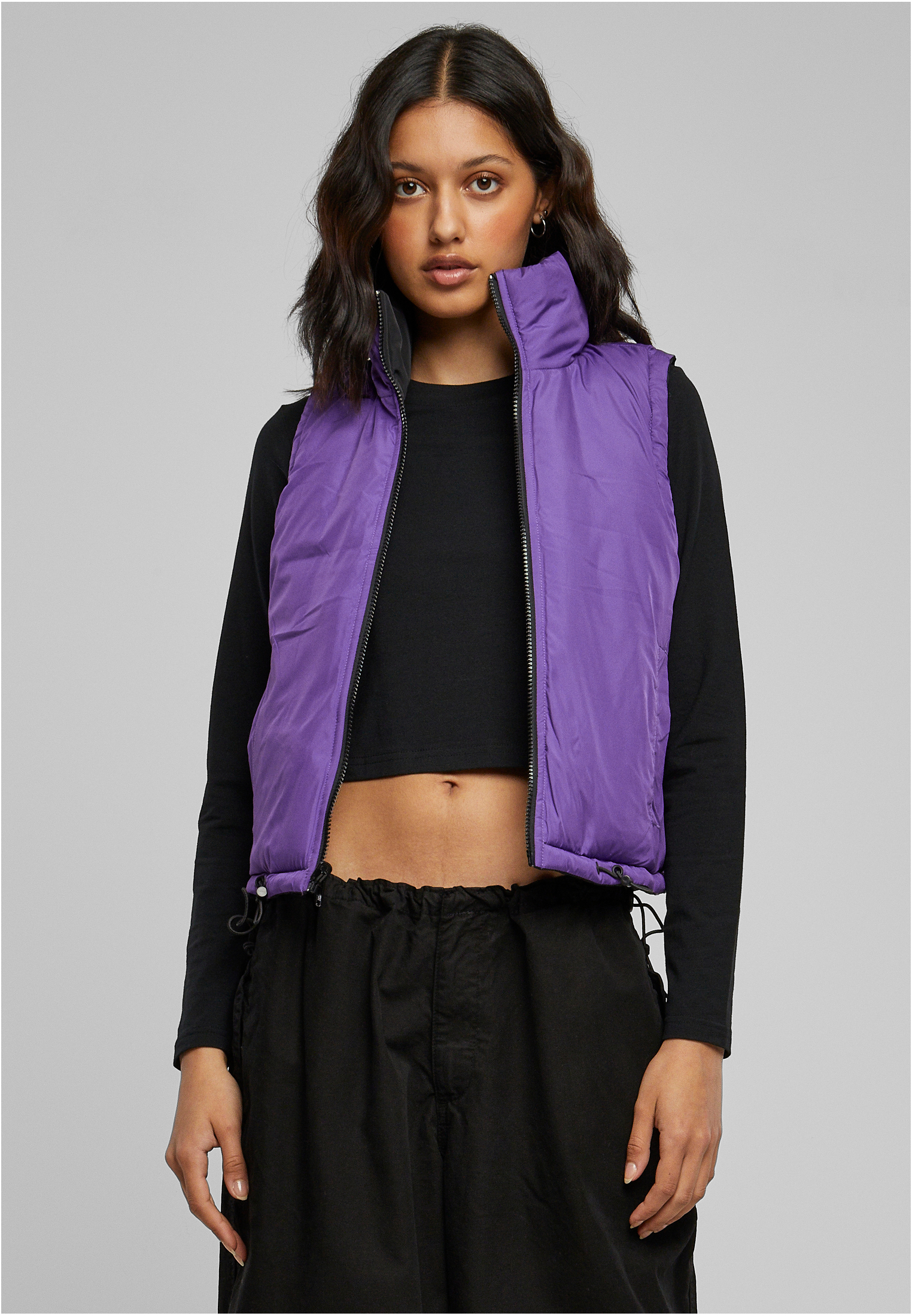 Ladies Reversible Cropped Puffer Vest black/realviolet 3XL - variant image 5