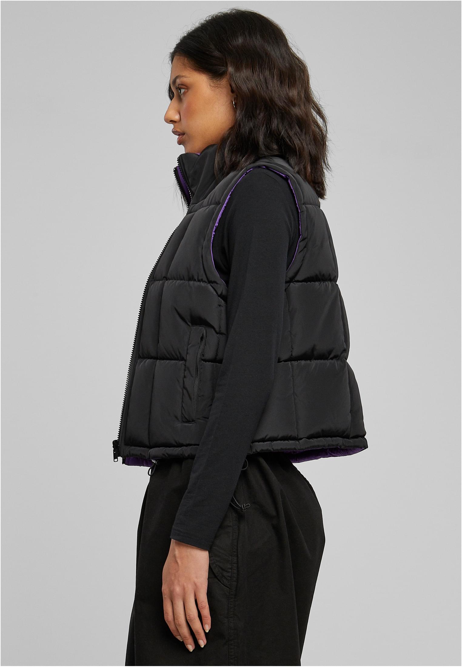 Ladies Reversible Cropped Puffer Vest black/realviolet 3XL - variant image 1