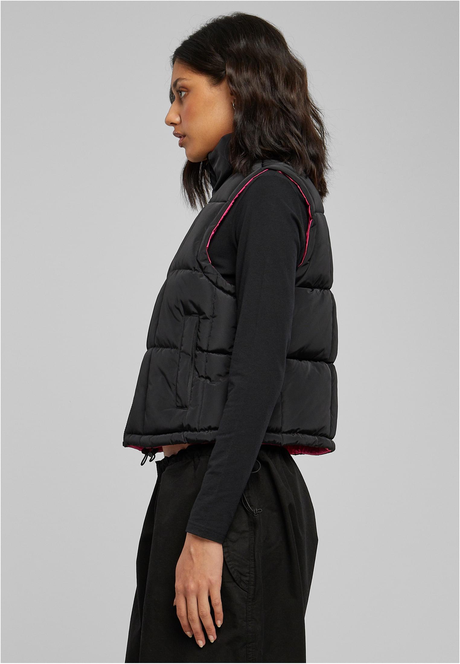 Ladies Reversible Cropped Puffer Vest black/fuchsia 3XL - variant image 1