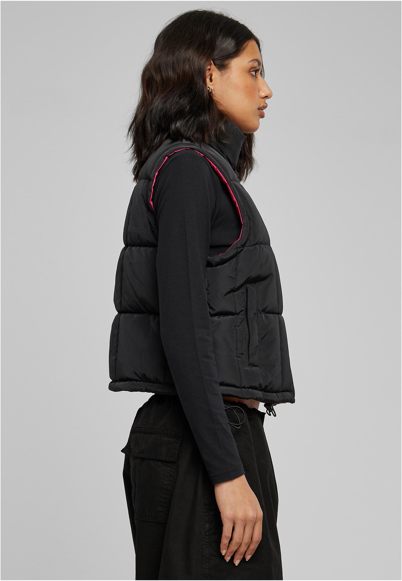 Ladies Reversible Cropped Puffer Vest black/fuchsia 3XL - variant image 3