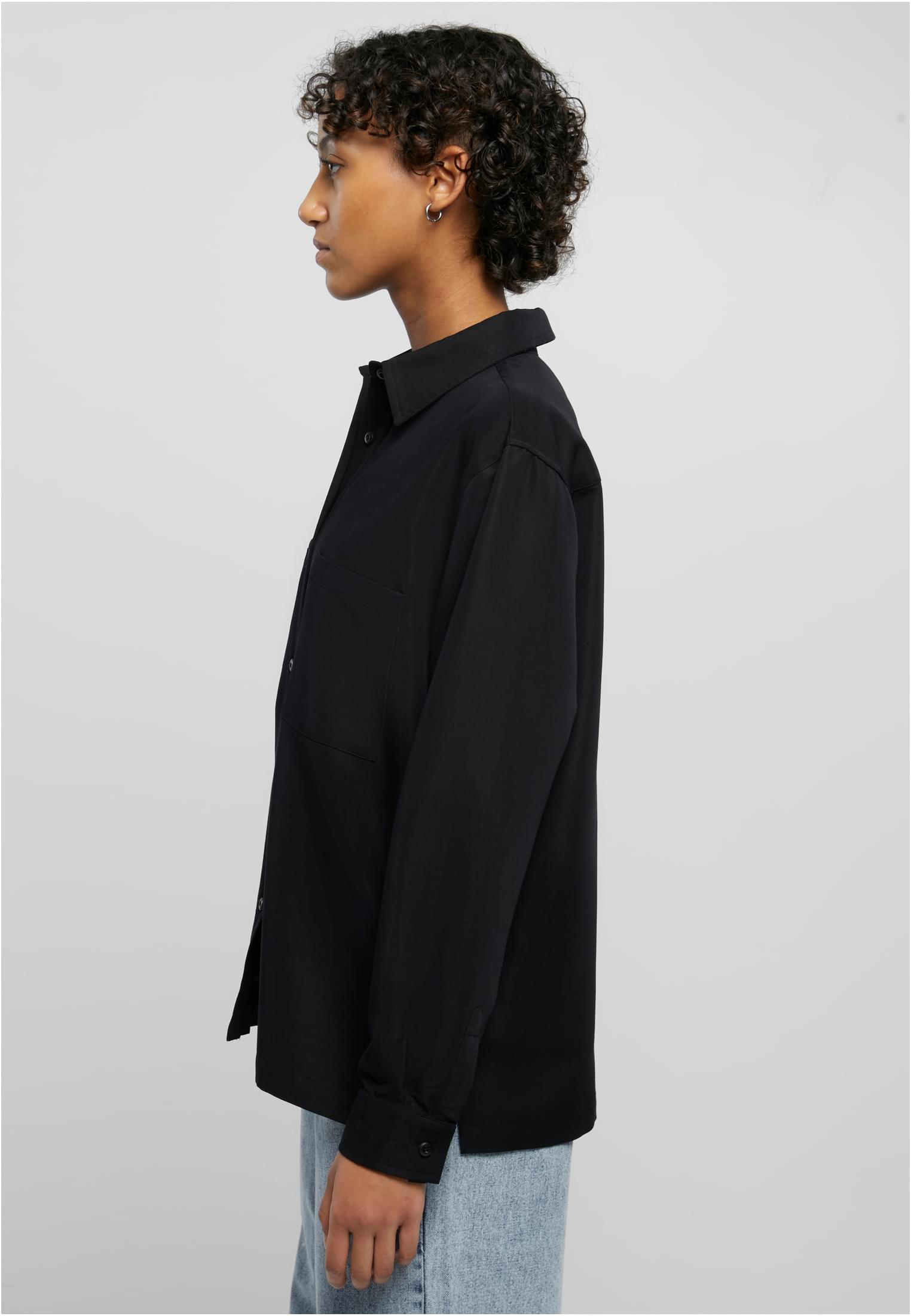 Ladies Oversized Twill Shirt black 3XL - variant image 1