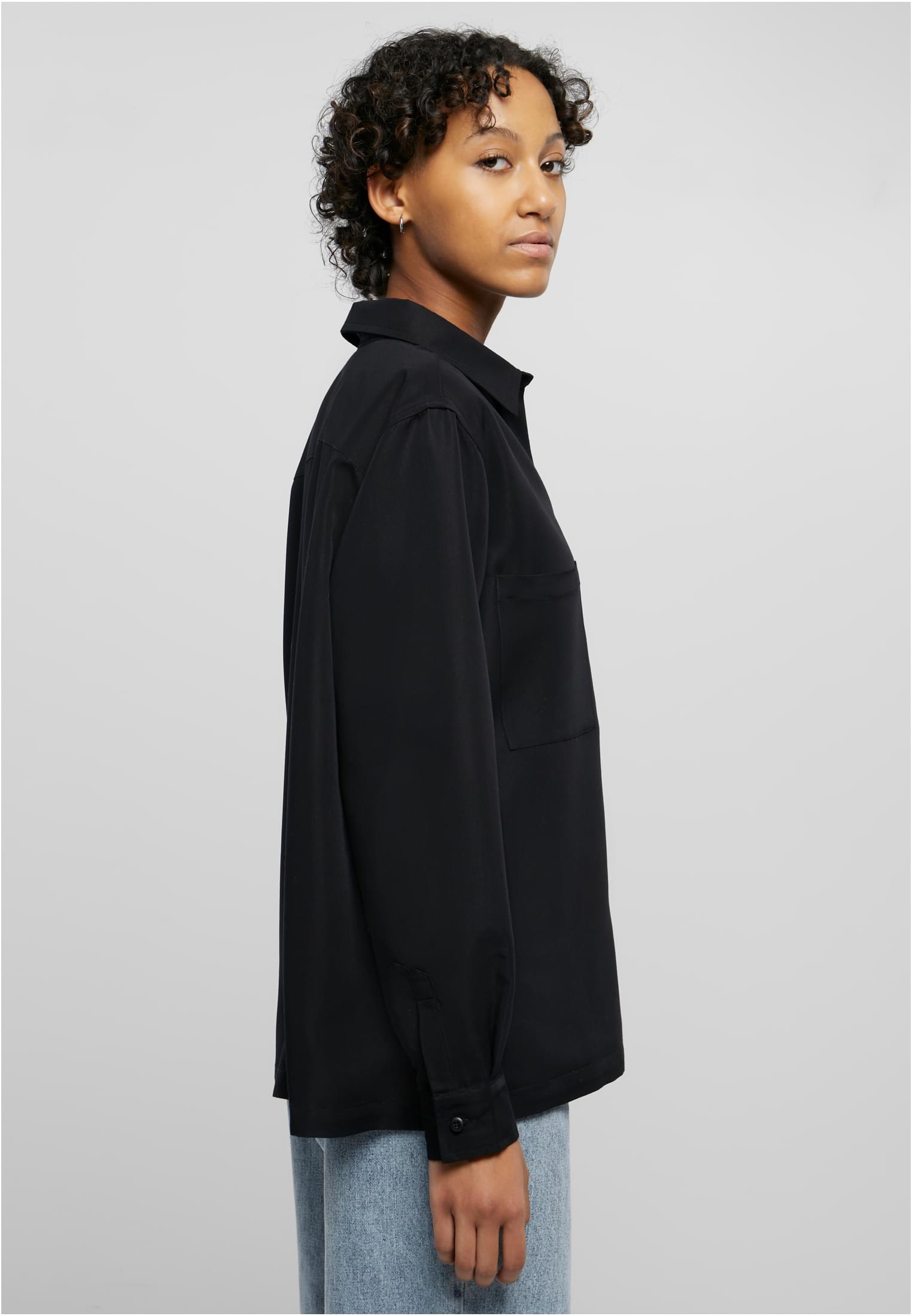 Ladies Oversized Twill Shirt black 3XL - variant image 3