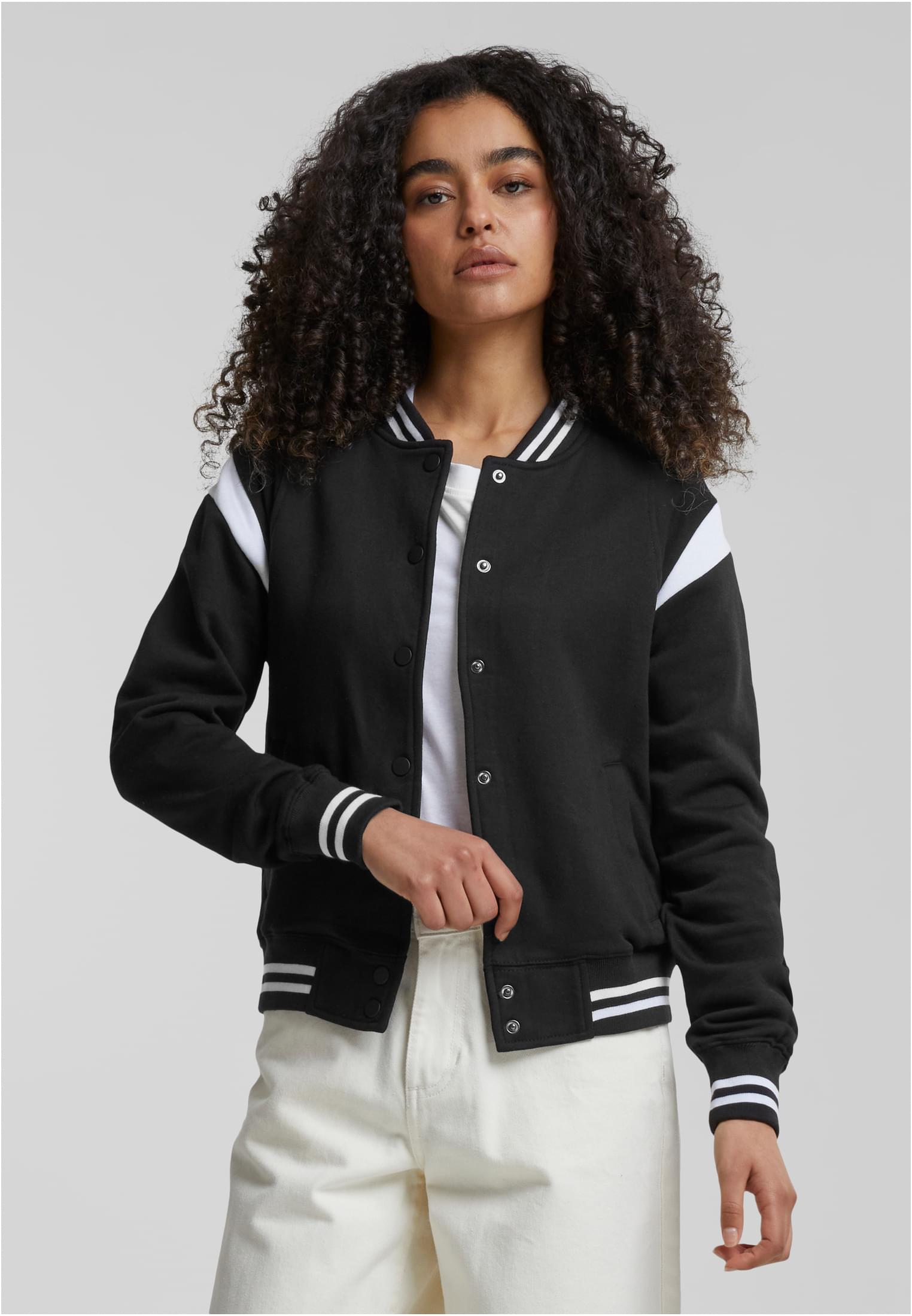 Ladies Inset College Sweat Jacket blk/wht 3XL - alternate variant 1