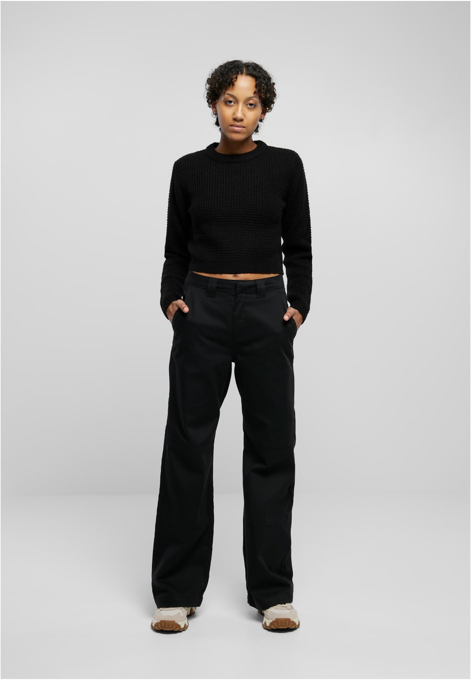 Ladies Short Waffle Sweater black 3XL - variant image 4