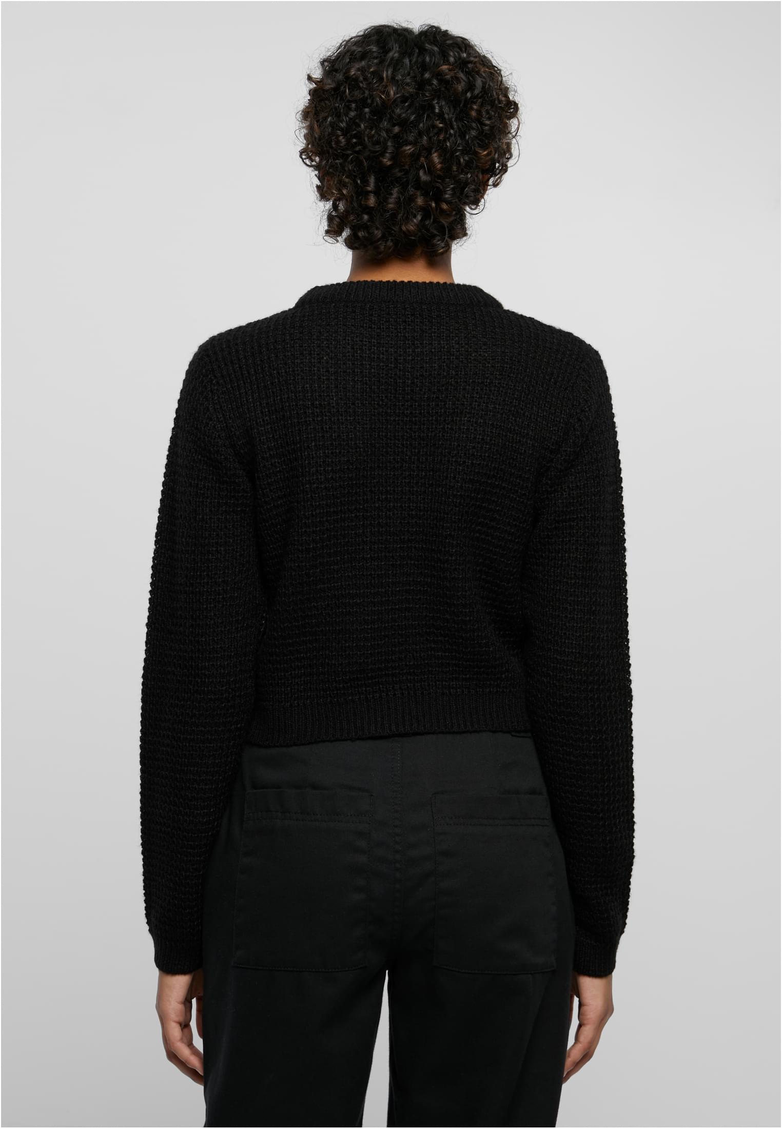 Ladies Short Waffle Sweater black 3XL - variant image 2