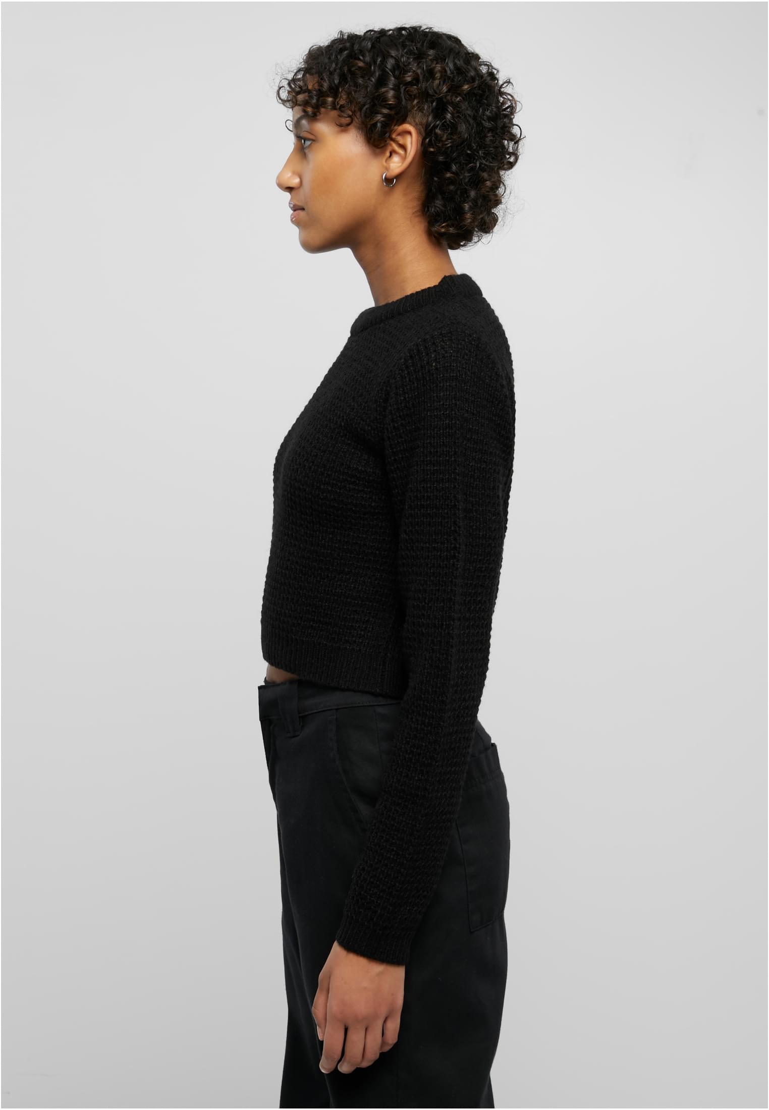 Ladies Short Waffle Sweater black 3XL - variant image 1
