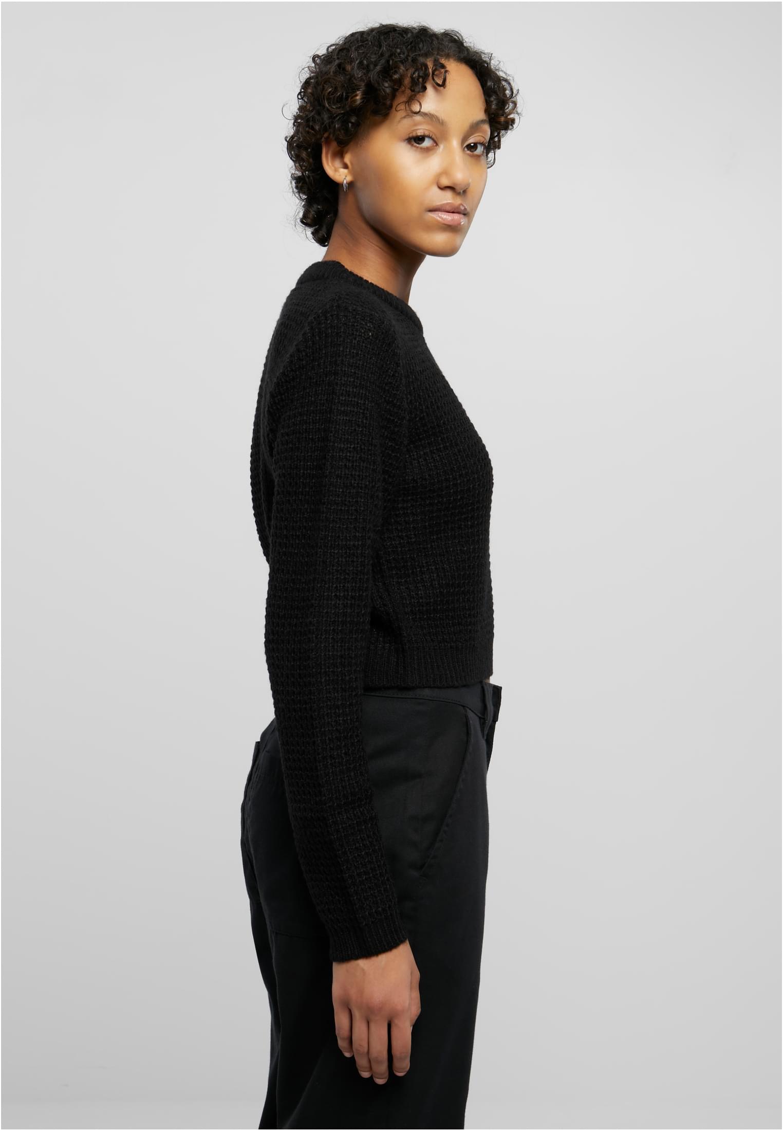 Ladies Short Waffle Sweater black 3XL - variant image 3