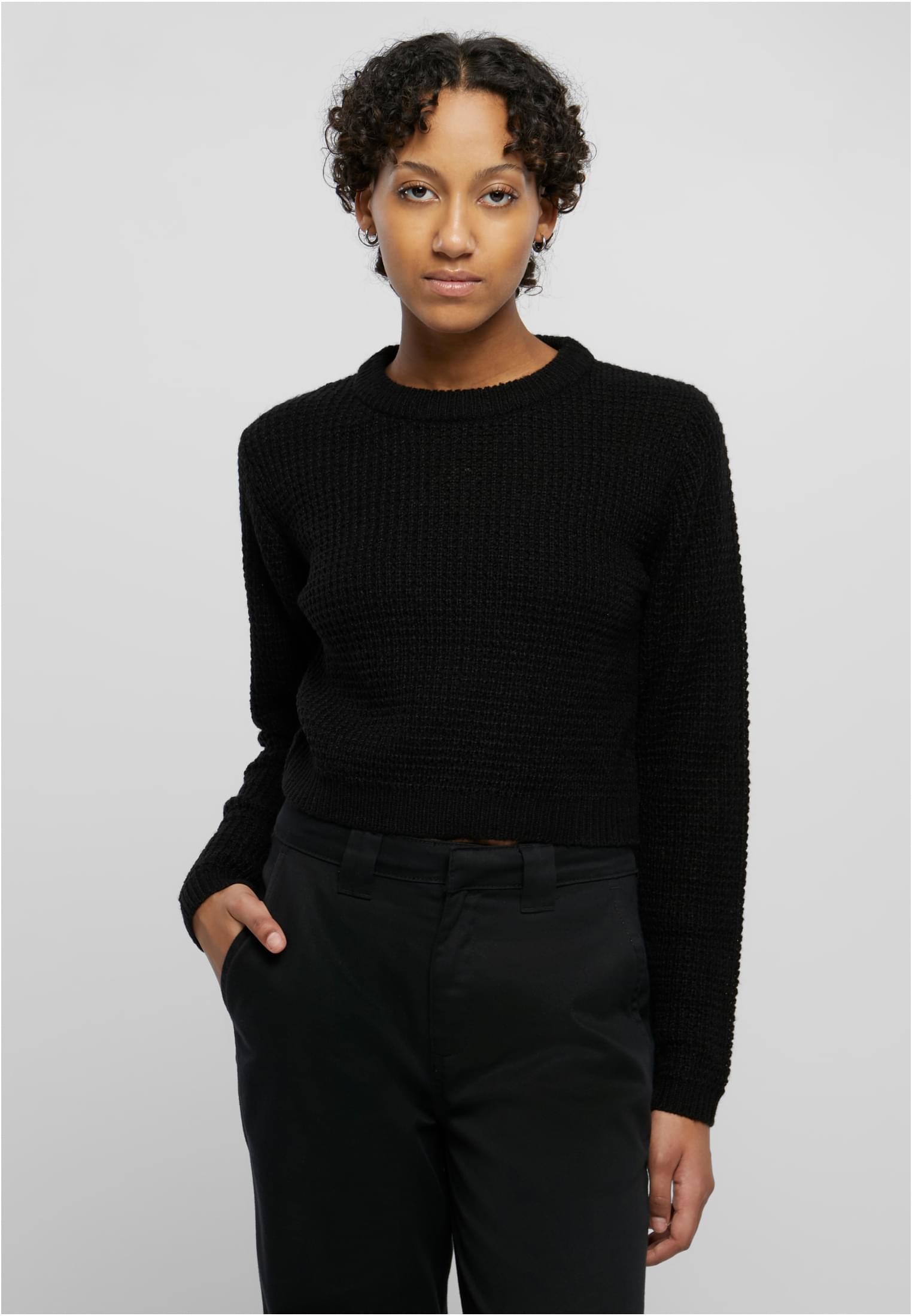 Ladies Short Waffle Sweater black 3XL - alternate variant 1