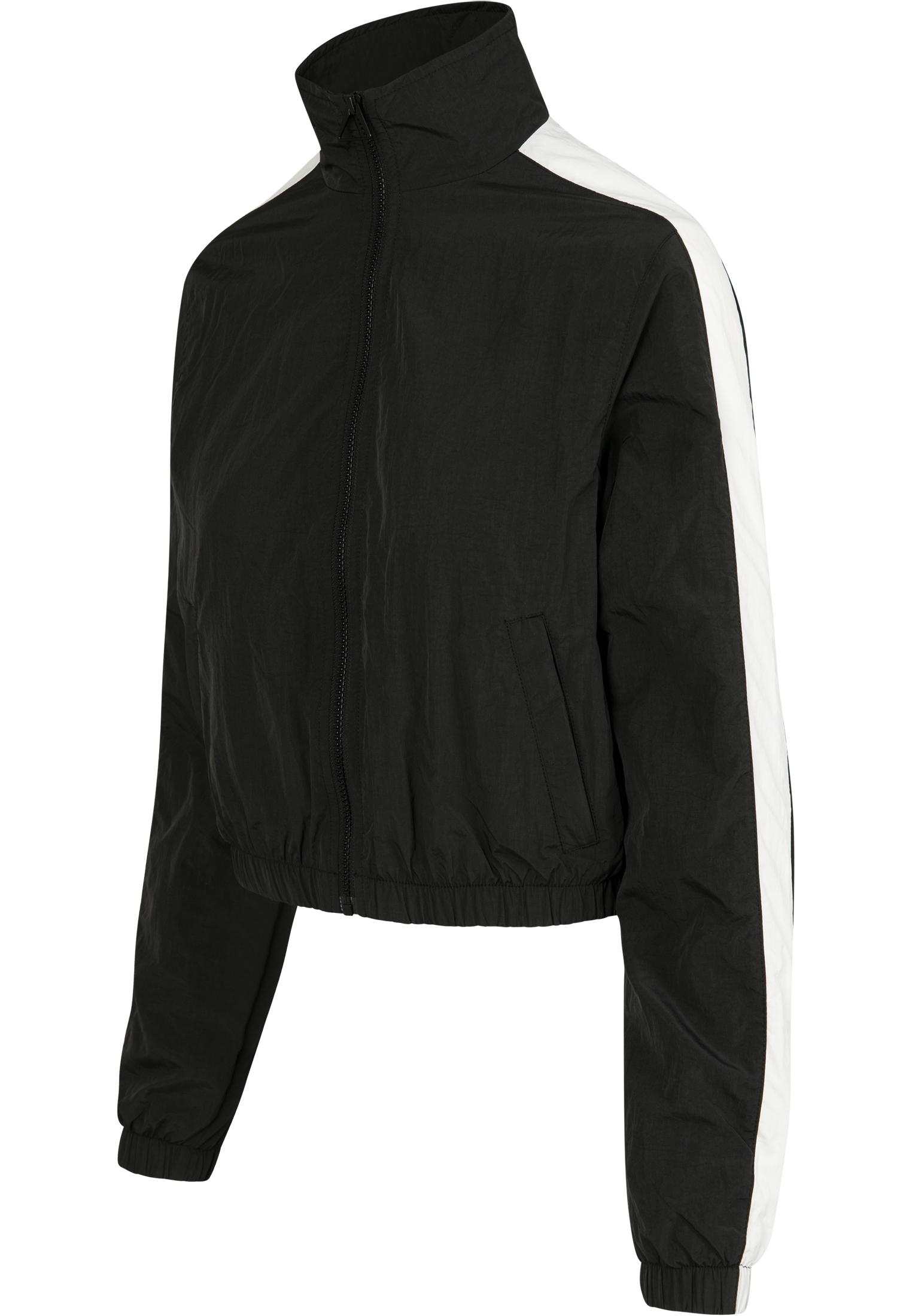 Ladies Short Striped Crinkle Track Jacket blk/wht L - variant image 9