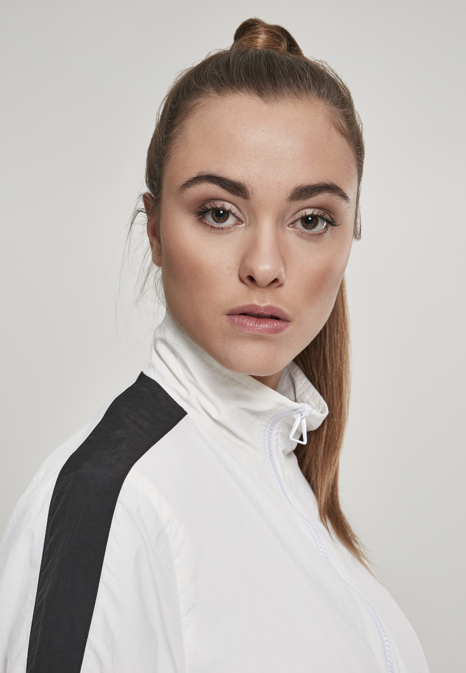 Ladies Short Striped Crinkle Track Jacket wht/blk L - variant image 4