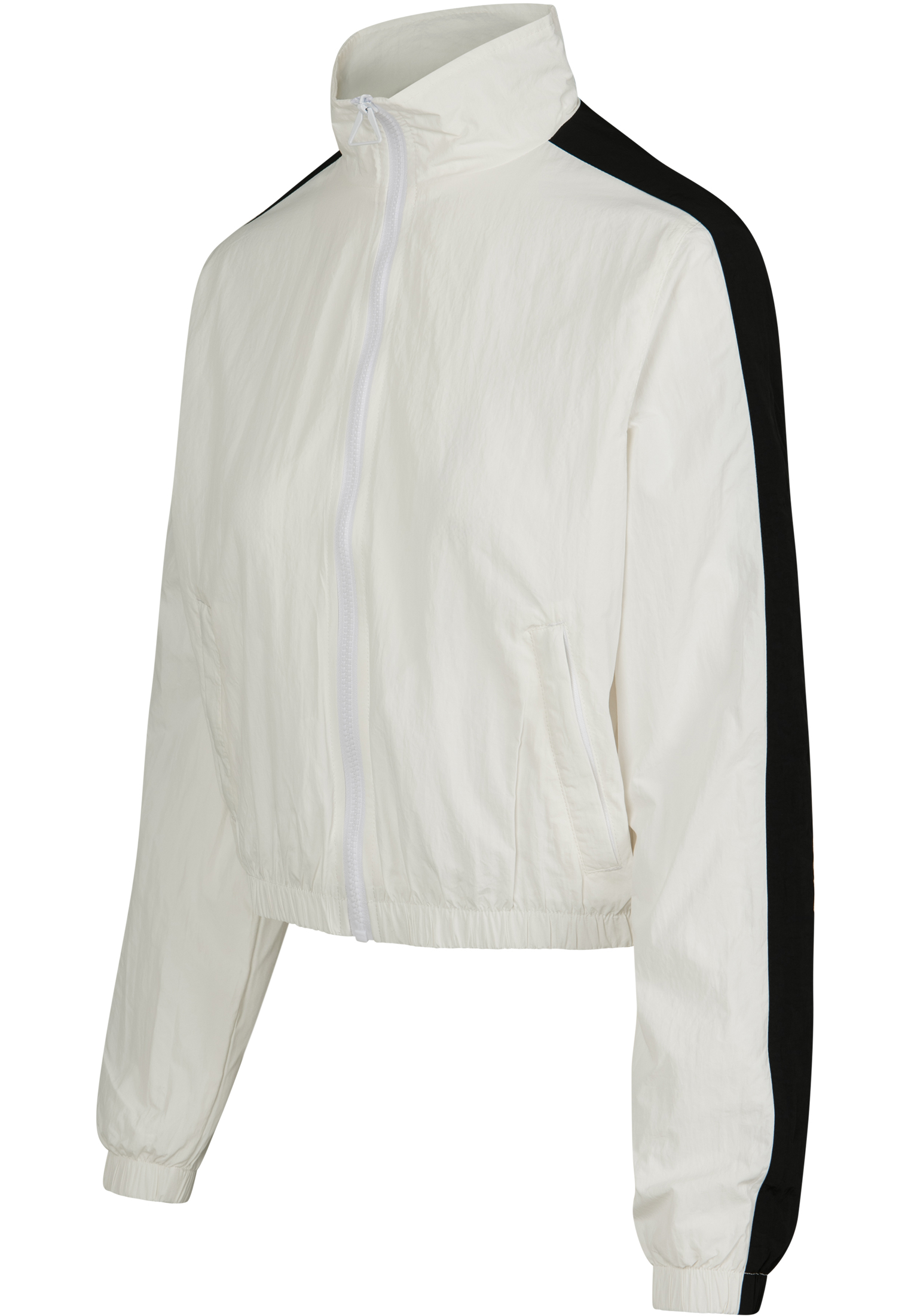 Ladies Short Striped Crinkle Track Jacket wht/blk L - variant image 11