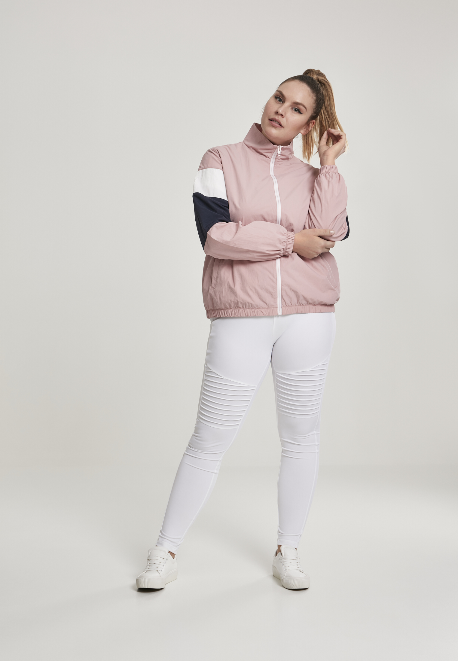 Ladies 3-Tone Crinkle Track Jacket darkrose/nvy/wht 3XL - variant image 4