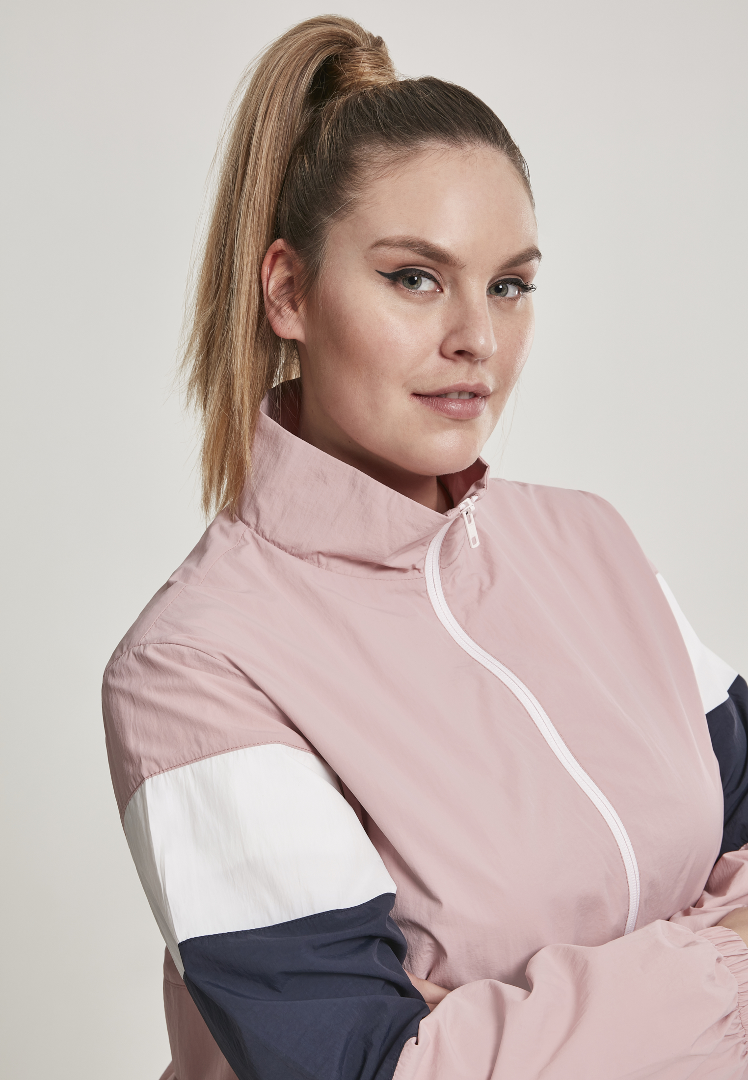 Ladies 3-Tone Crinkle Track Jacket darkrose/nvy/wht 3XL - variant image 5