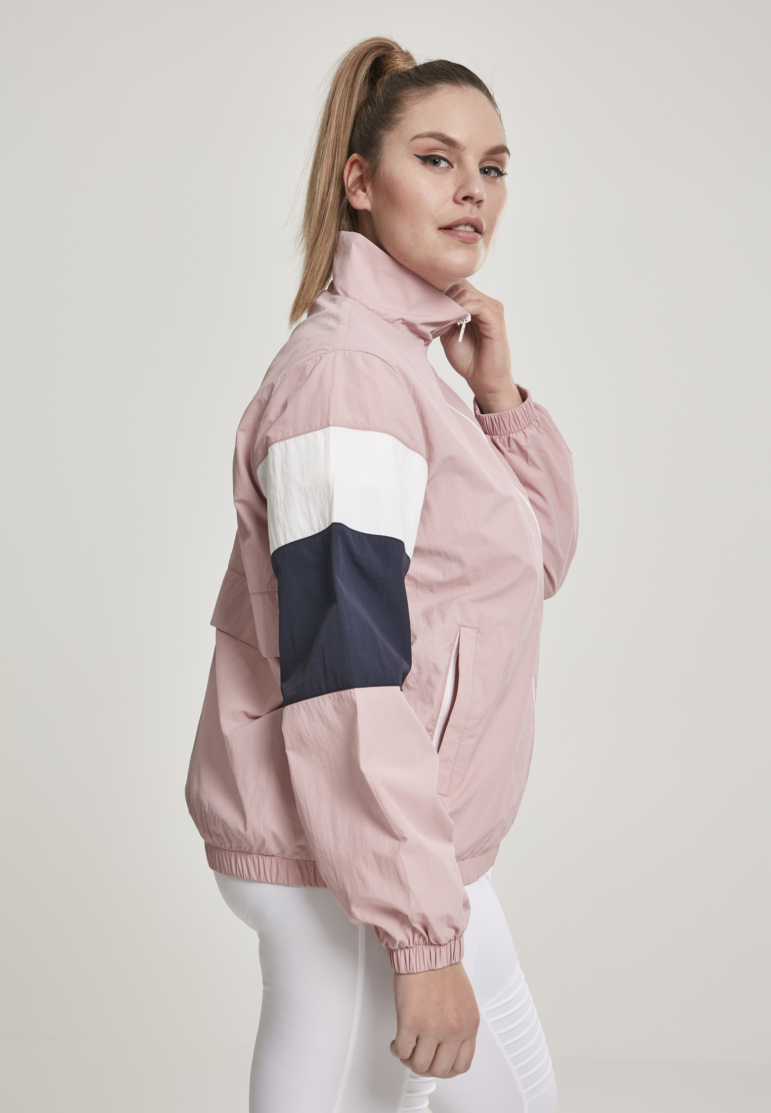 Ladies 3-Tone Crinkle Track Jacket darkrose/nvy/wht 3XL - variant image 3