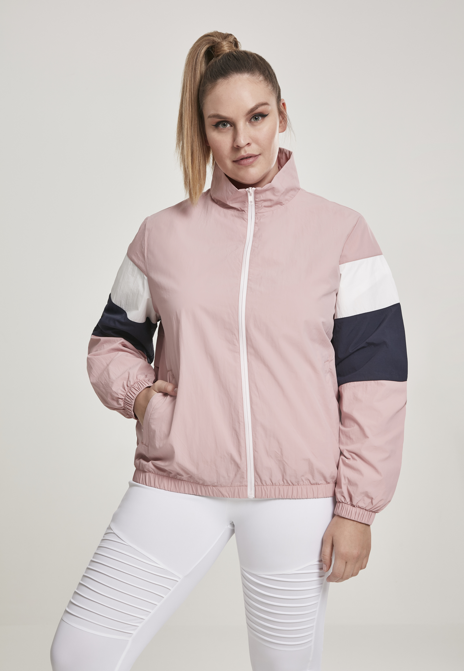 Ladies 3-Tone Crinkle Track Jacket darkrose/nvy/wht 3XL - alternate variant 1