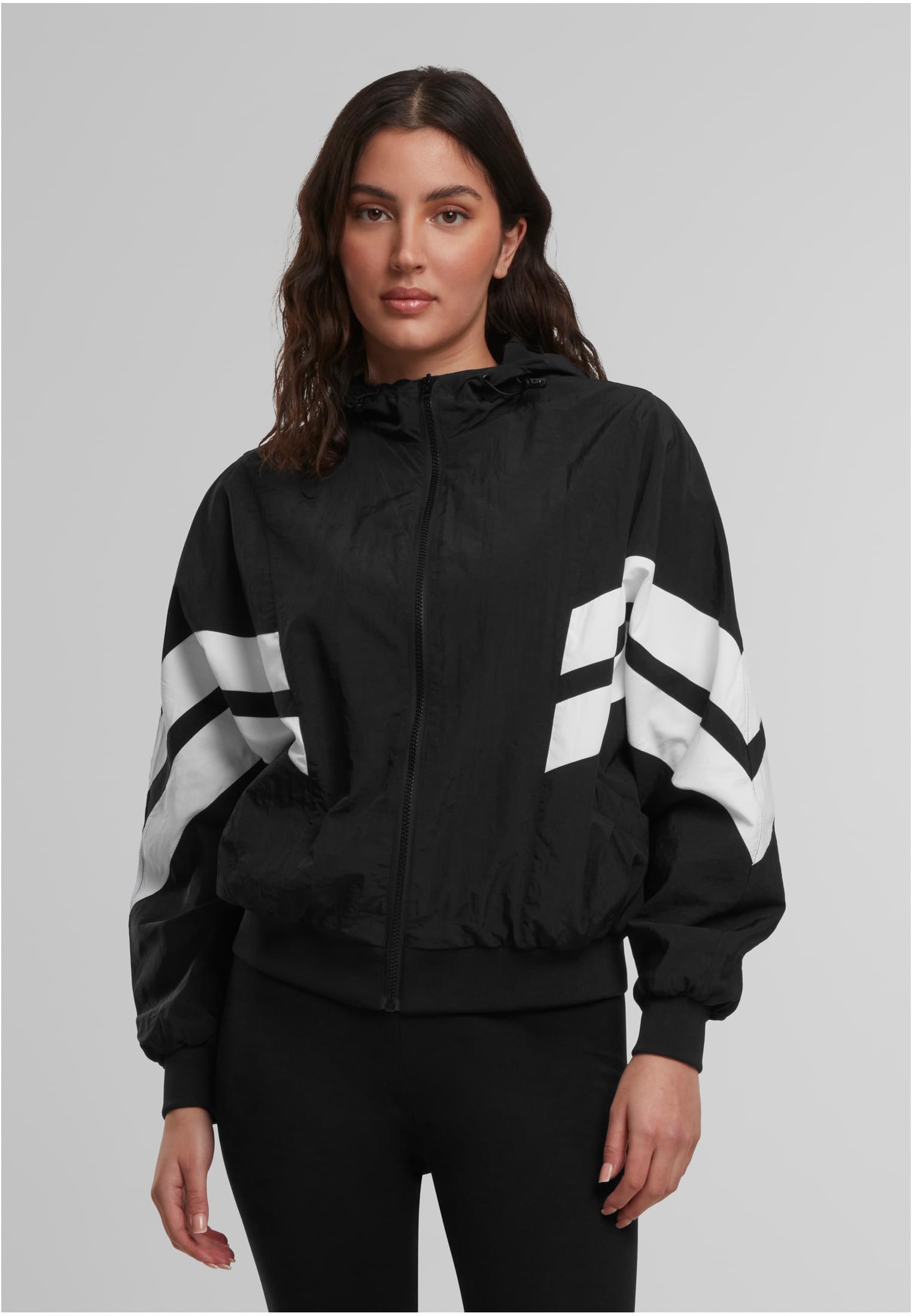 Ladies Crinkle Batwing Jacket blk/wht L - alternate variant 1
