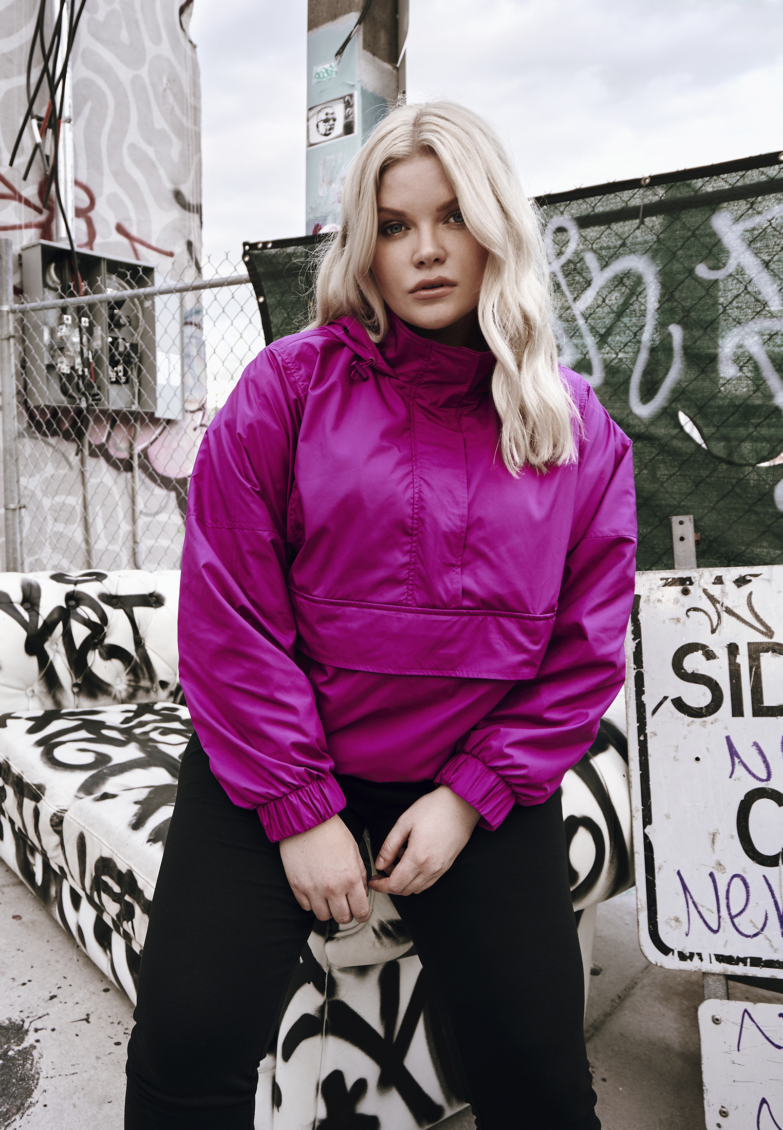 Ladies Panel Pull Over Jacket viola 3XL - alternate variant 2