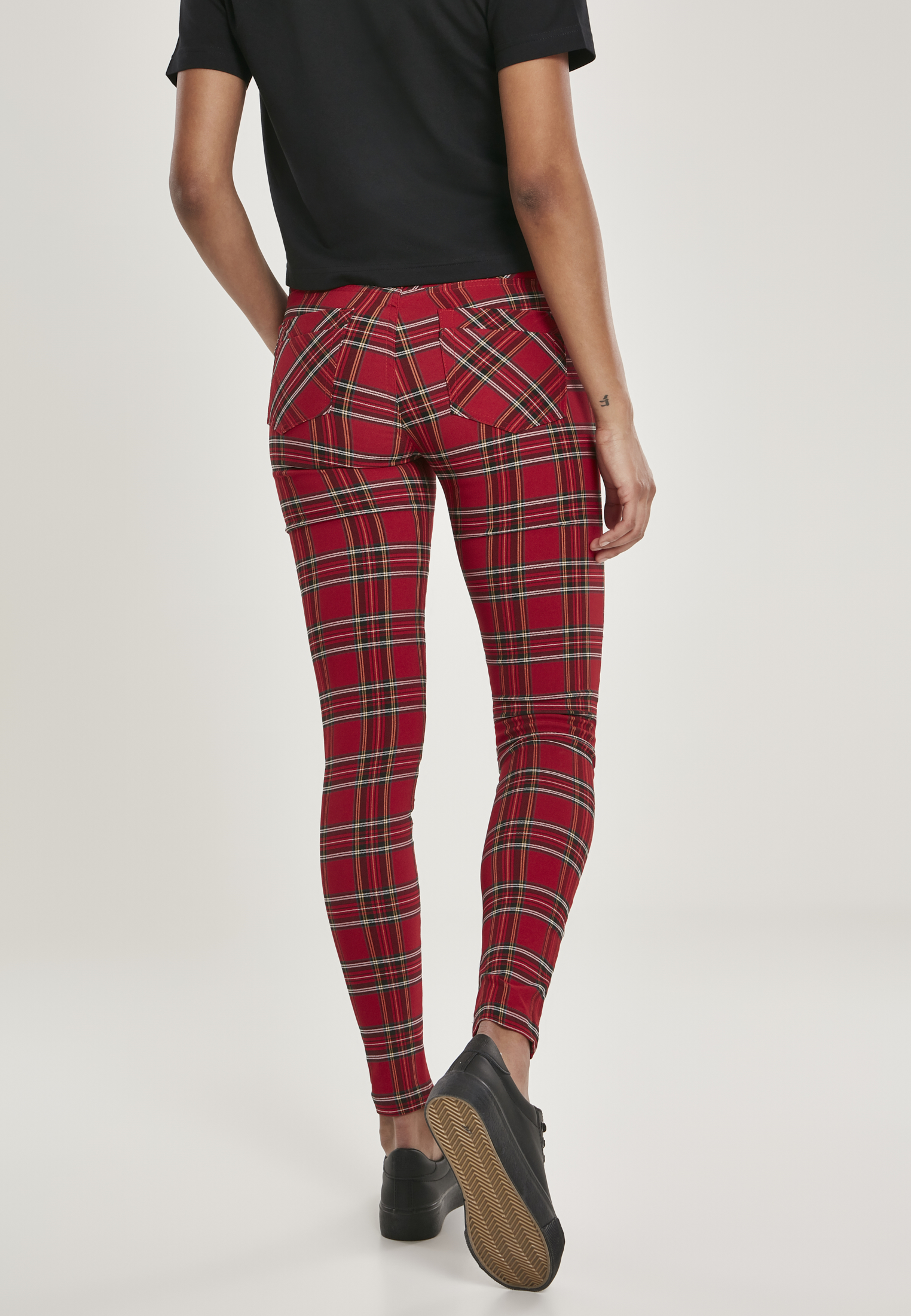 Ladies Skinny Tartan Pants red/blk 26 - variant image 2