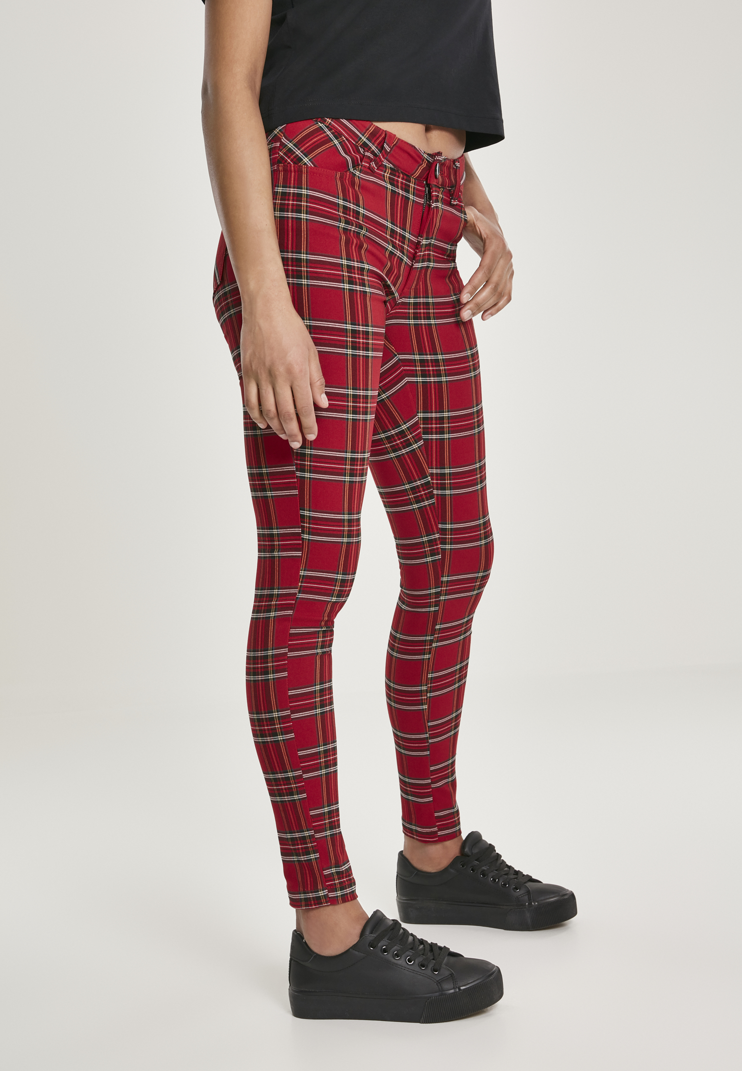 Ladies Skinny Tartan Pants red/blk 26 - variant image 3