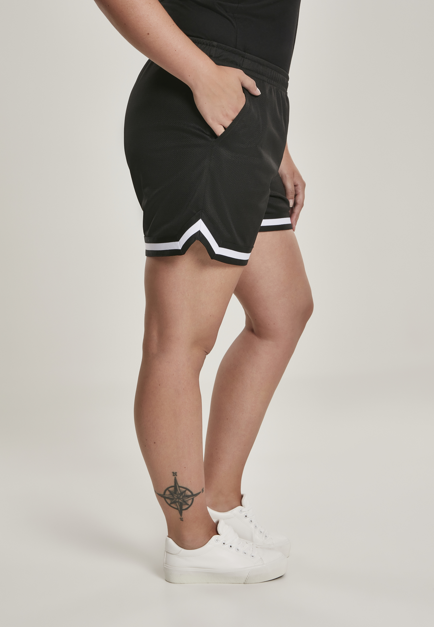 Ladies Stripes Mesh Hot Pants black 3XL - variant image 3