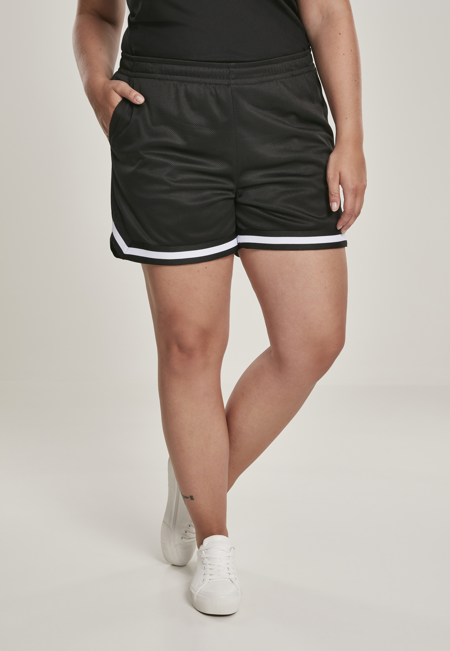 Ladies Stripes Mesh Hot Pants black 3XL - alternate variant 1
