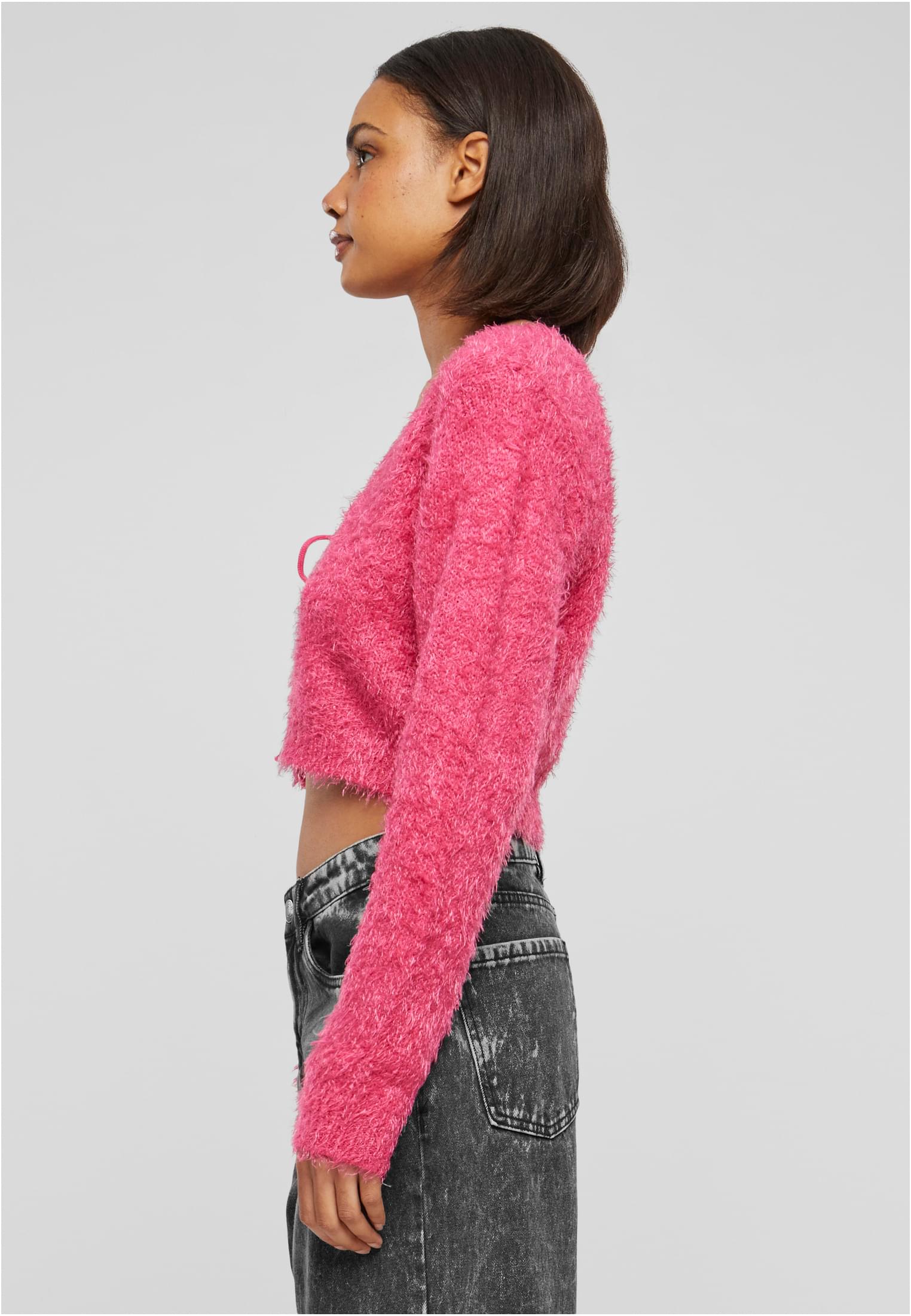 Ladies Tied Cropped Feather Cardigan hibiskuspink 3XL - variant image 1