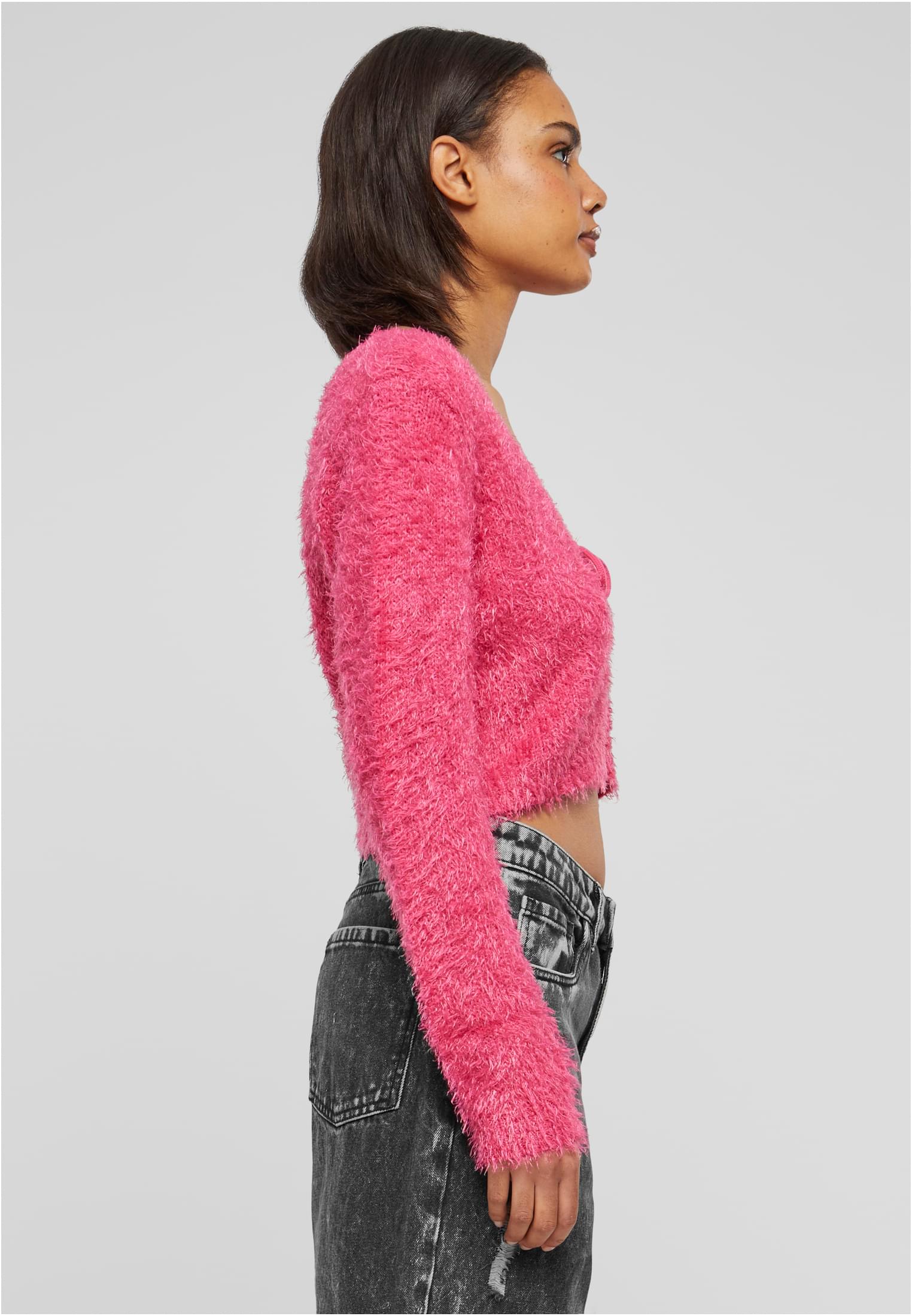 Ladies Tied Cropped Feather Cardigan hibiskuspink 3XL - variant image 3
