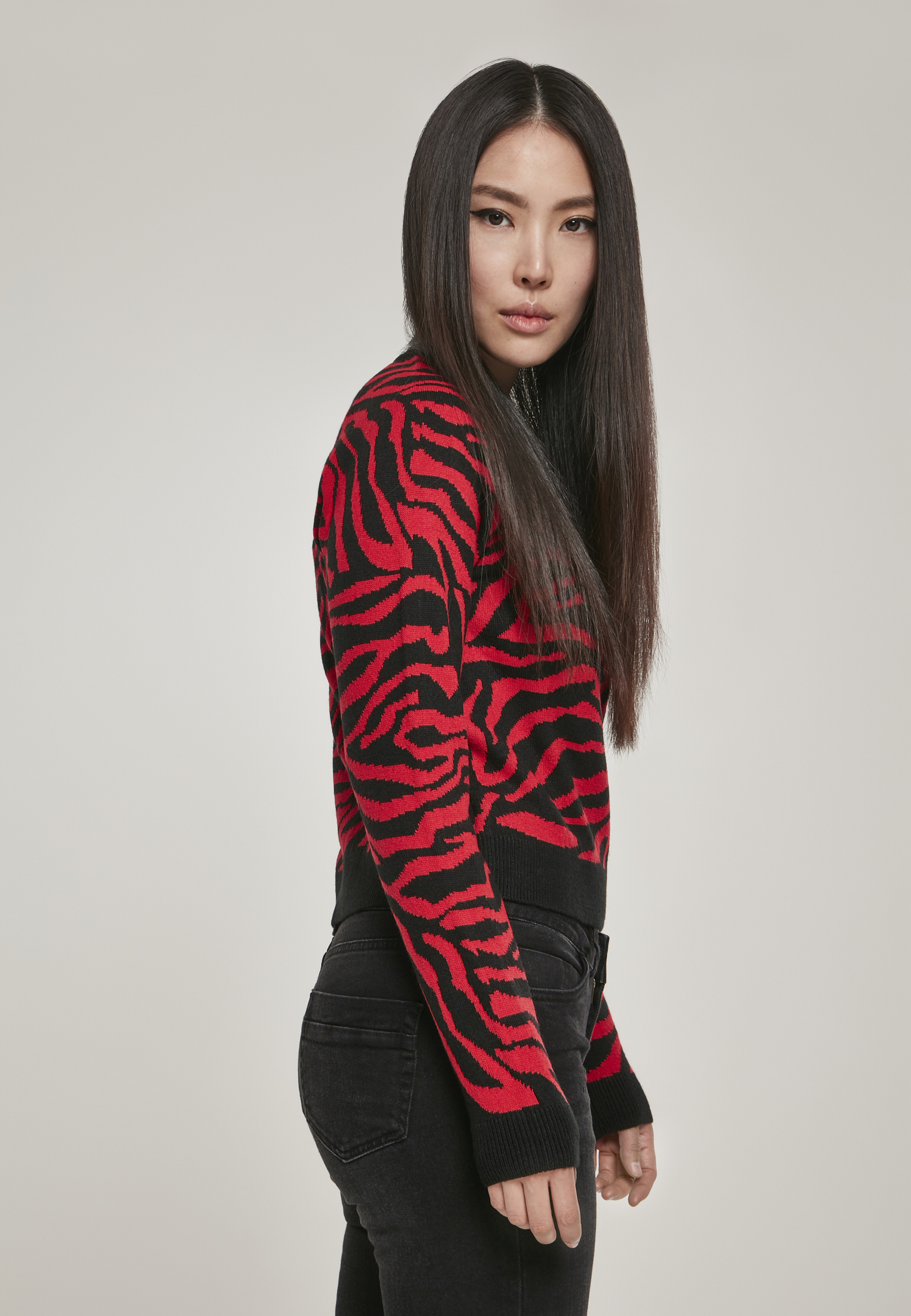 Ladies Short Tiger Sweater blk/firered M - variant image 3