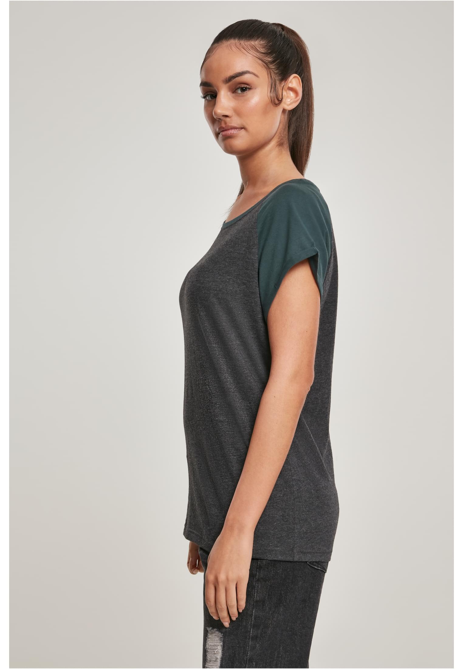 T-shirt contrastées femme Raglan 3XL charbon/bouteille verte
 - variant image 1