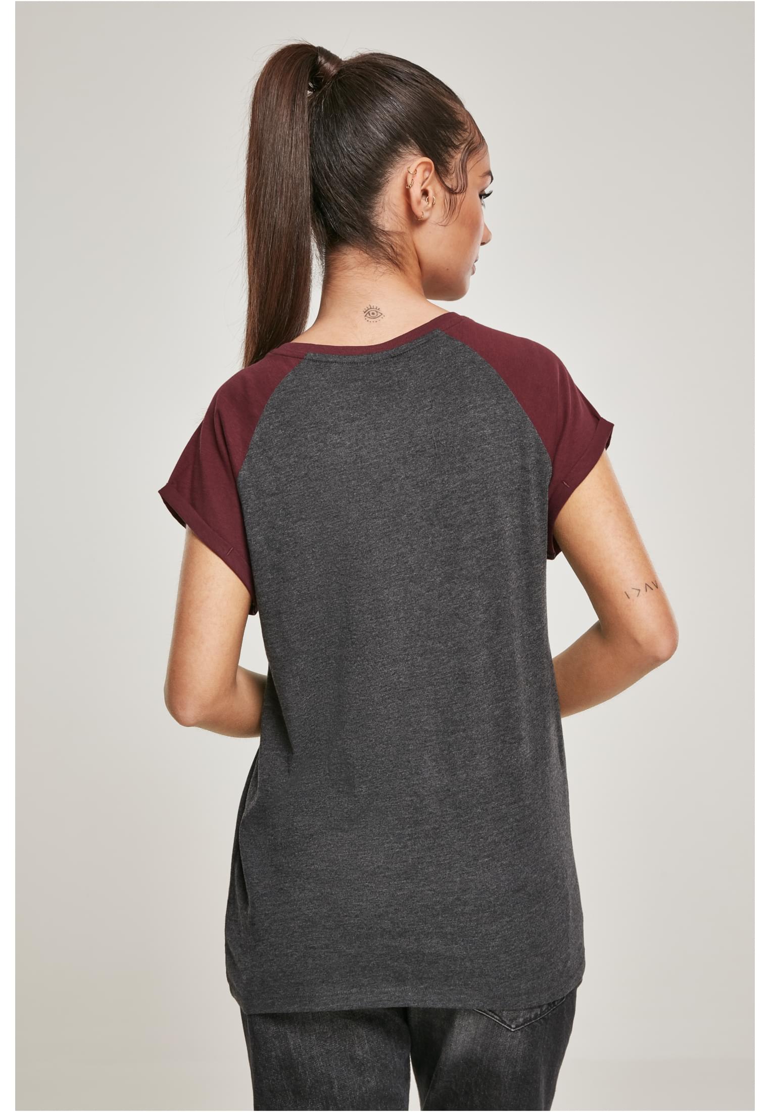 T-shirt contrast raglan femme 3XL gris/vin
 - variant image 2