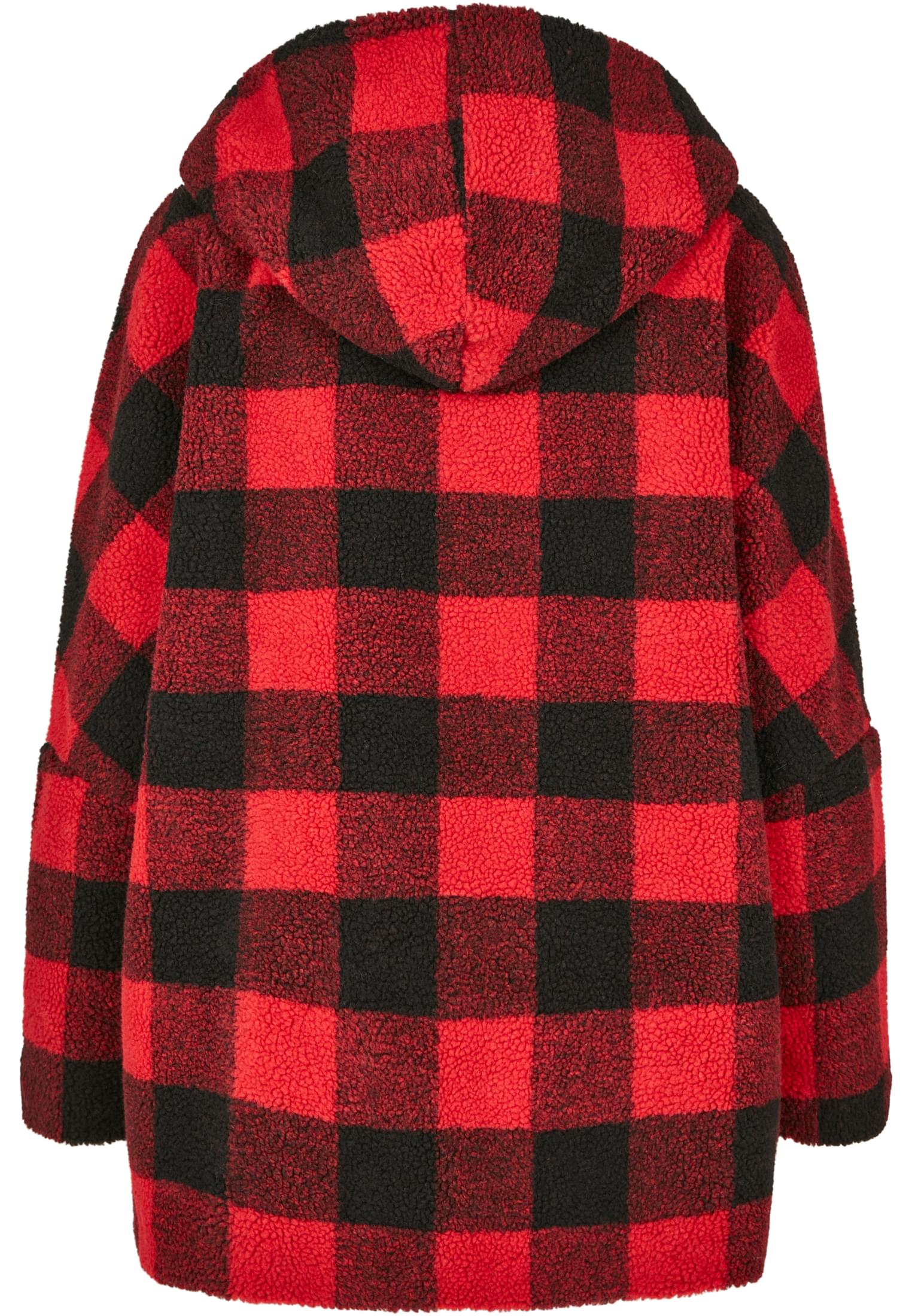 Ladies Hooded Oversized Check Sherpa Jacket firered/blk 3XL - variant image 6