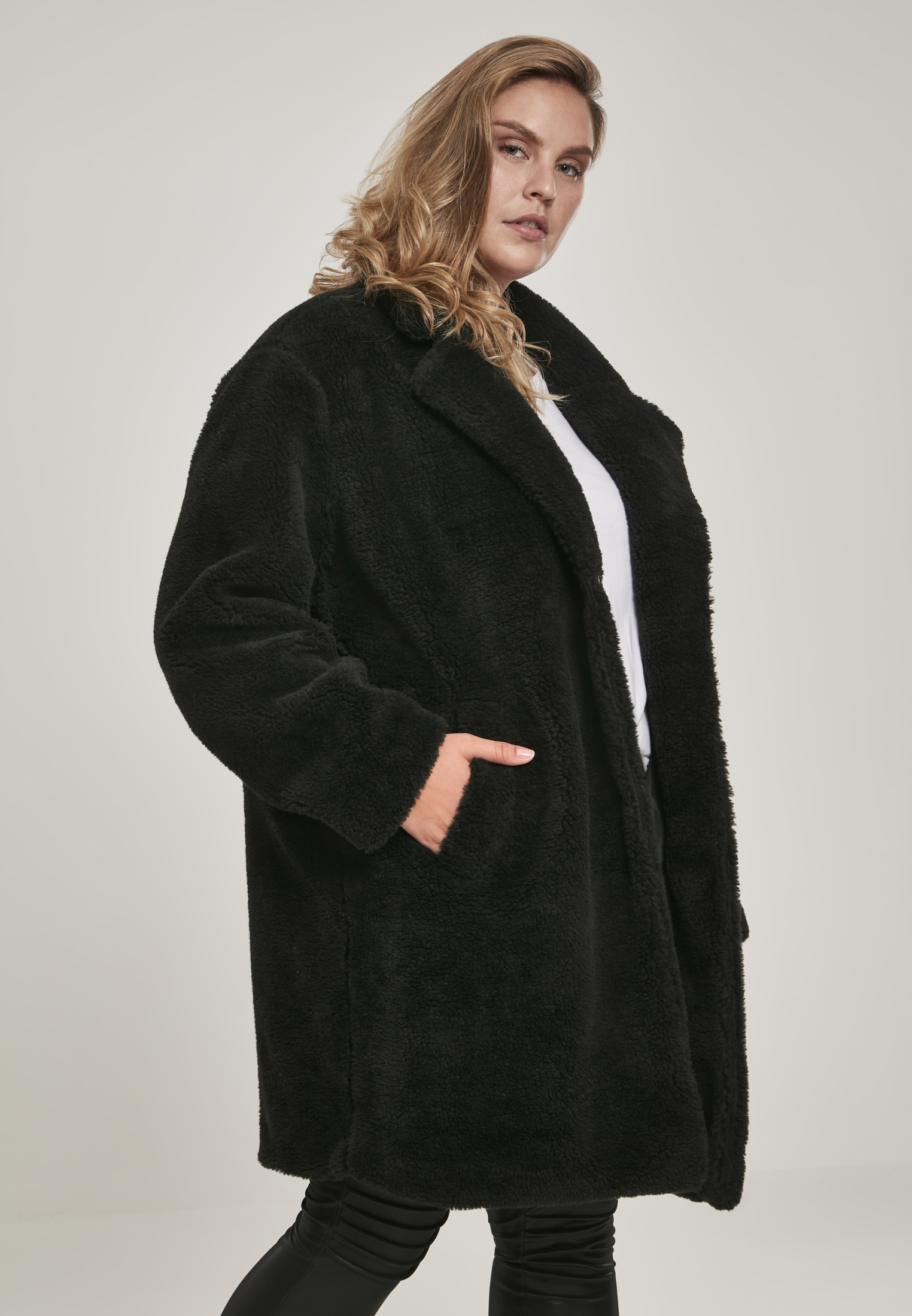 Ladies Oversized Sherpa Coat black 3XL - variant image 5