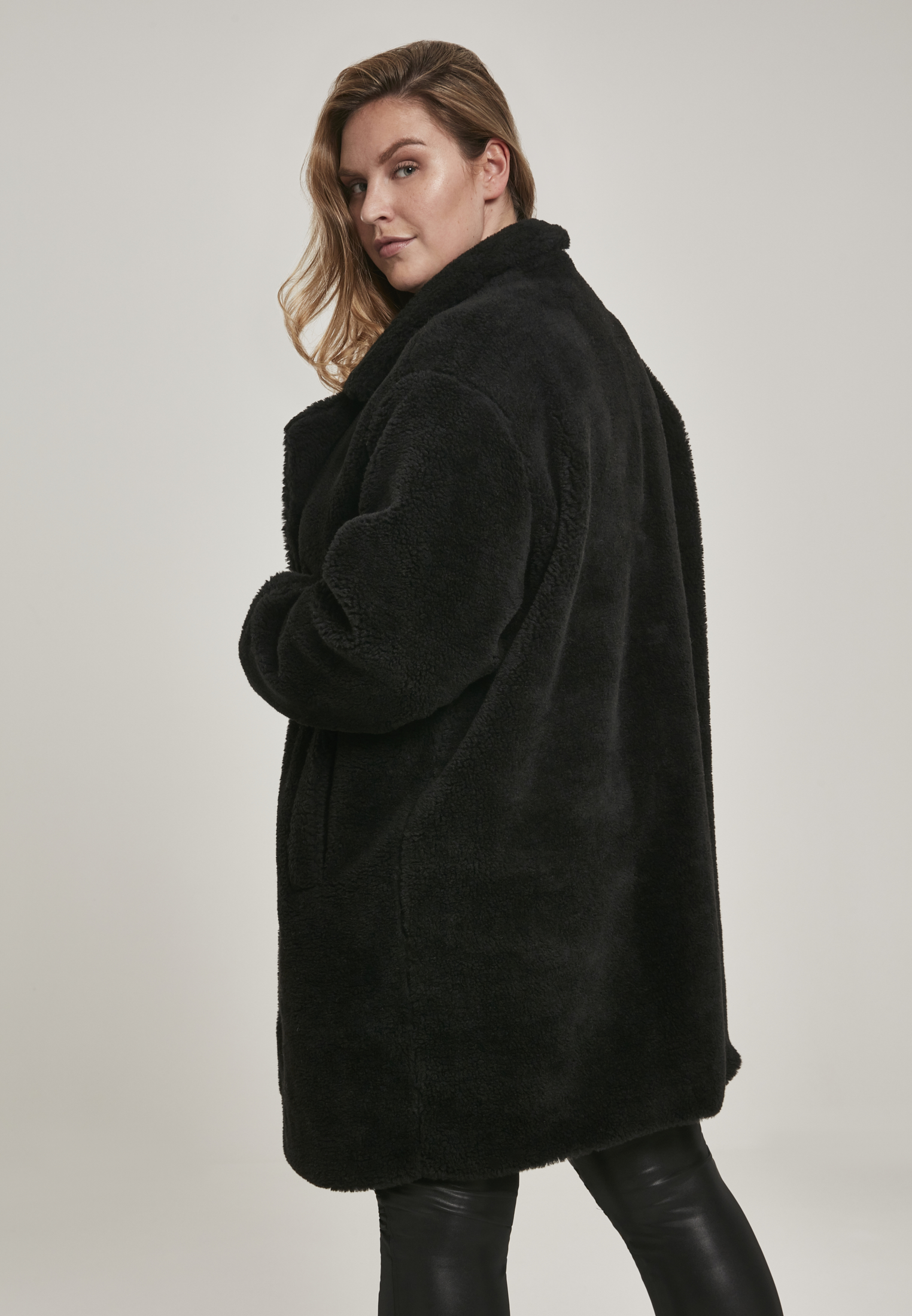 Ladies Oversized Sherpa Coat black 3XL - variant image 1