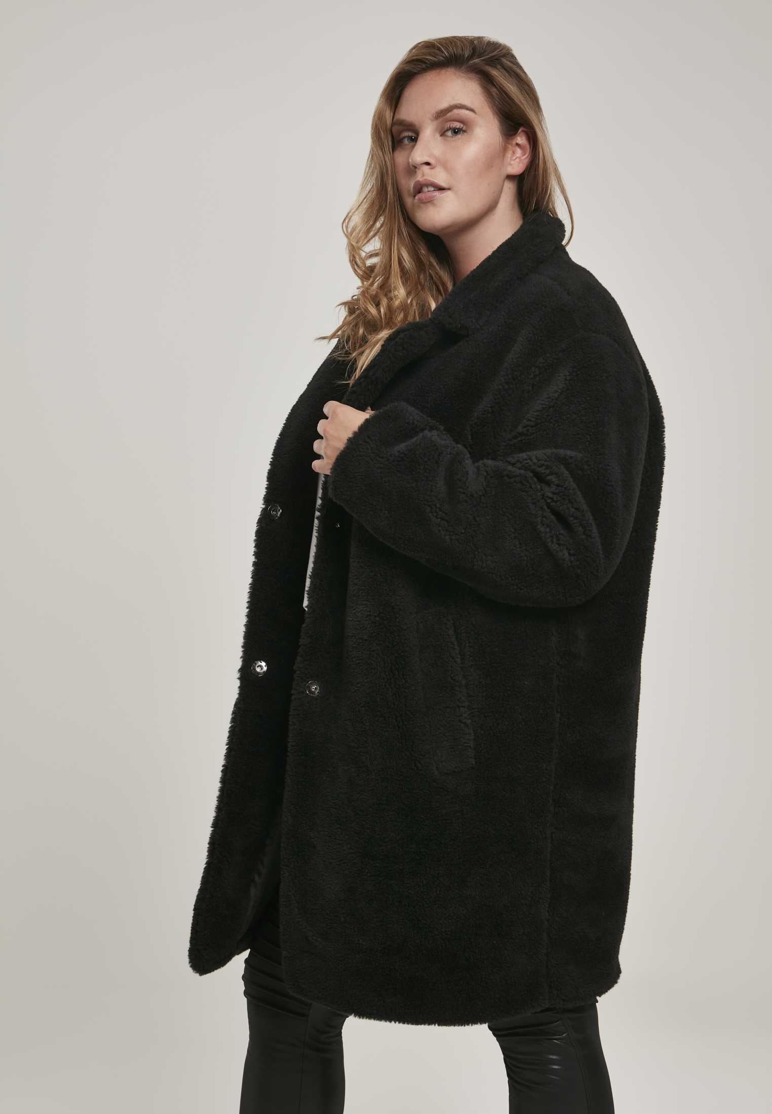 Ladies Oversized Sherpa Coat black 3XL - variant image 2