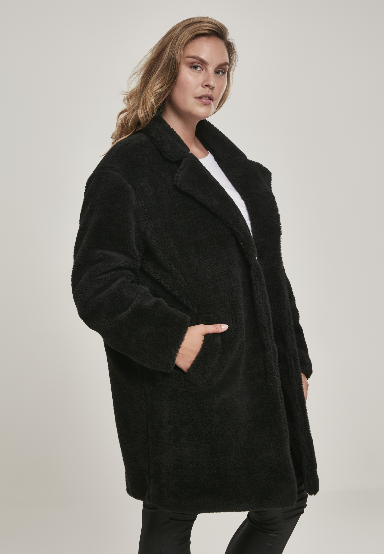 Ladies Oversized Sherpa Coat black 3XL - variant image 3