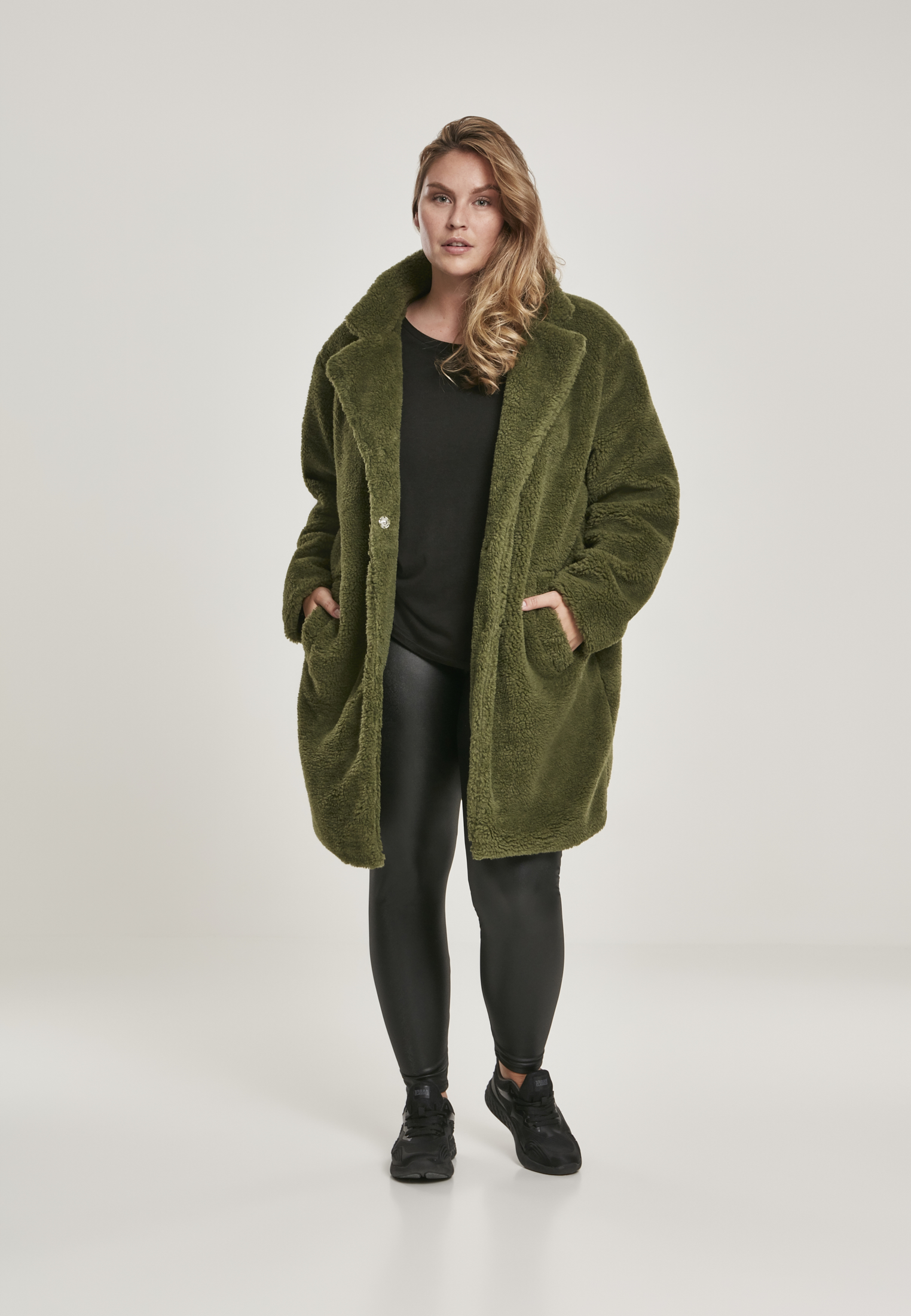 Ladies Oversized Sherpa Coat olive 3XL - variant image 4